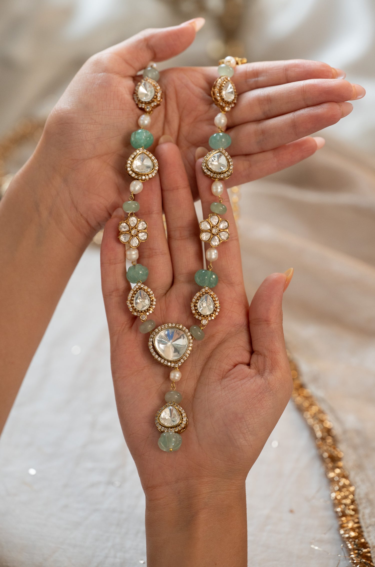 Marvi Mint Polki Necklace