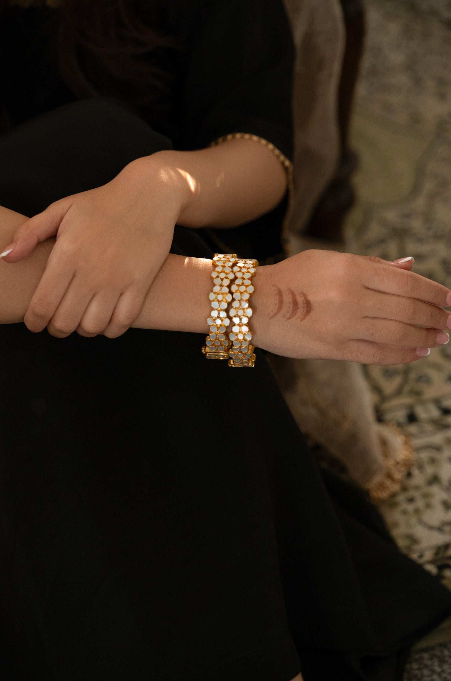 Sehra Mother of Pearl Bangles - Set Of 2