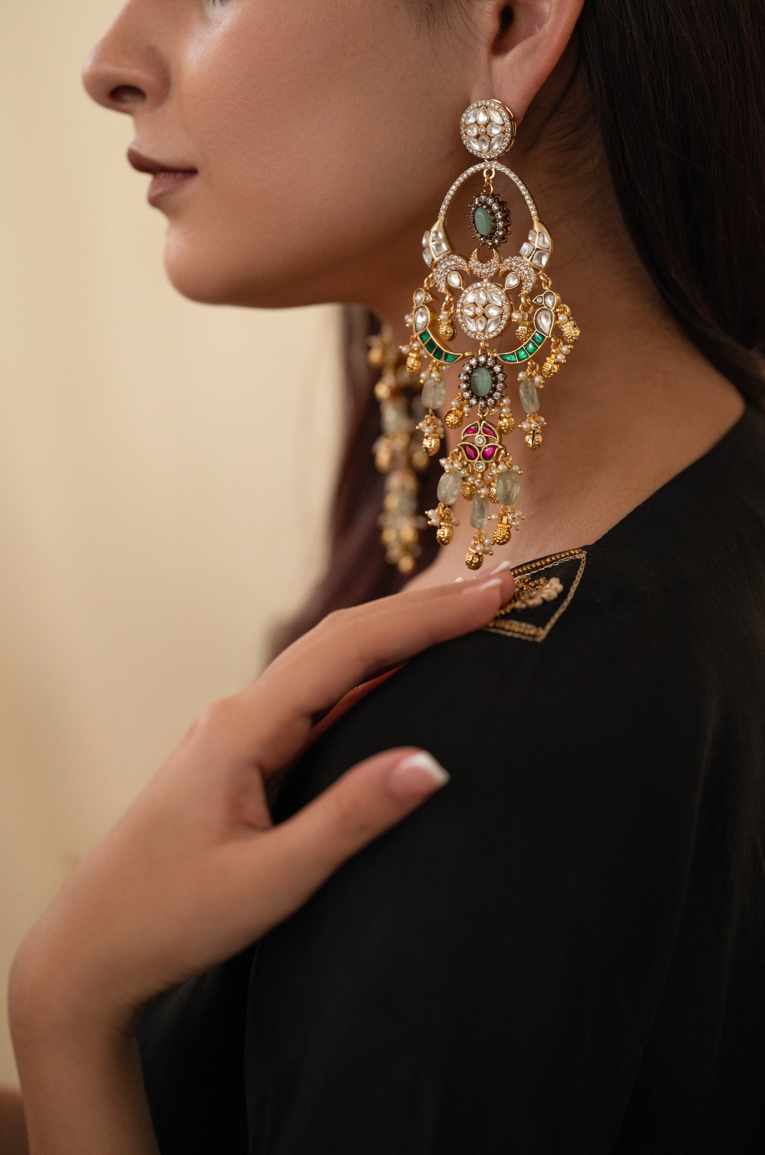 Preeti Polki Multicolored Earrings