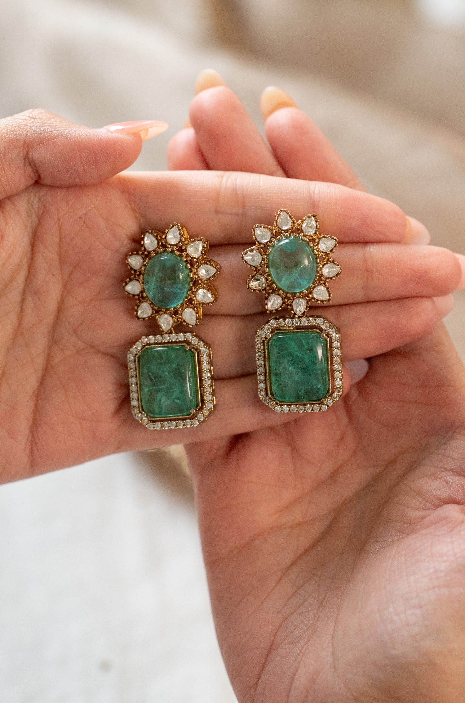 Devina Mint Polki Earrings