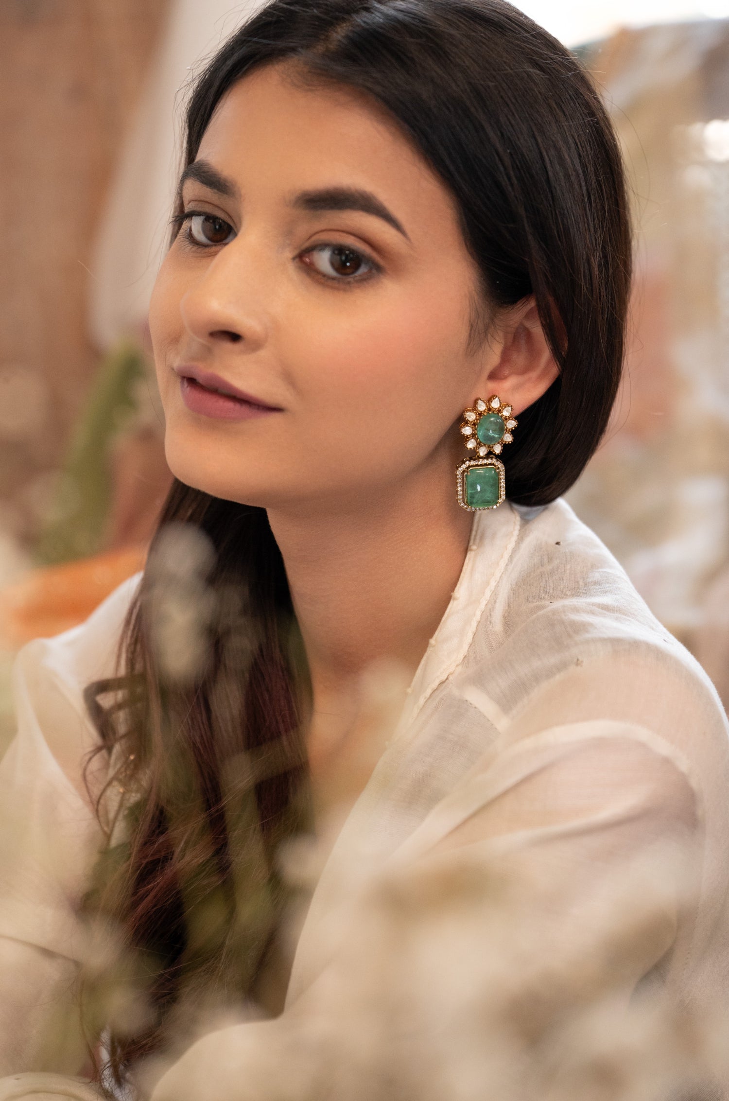 Devina Mint Polki Earrings