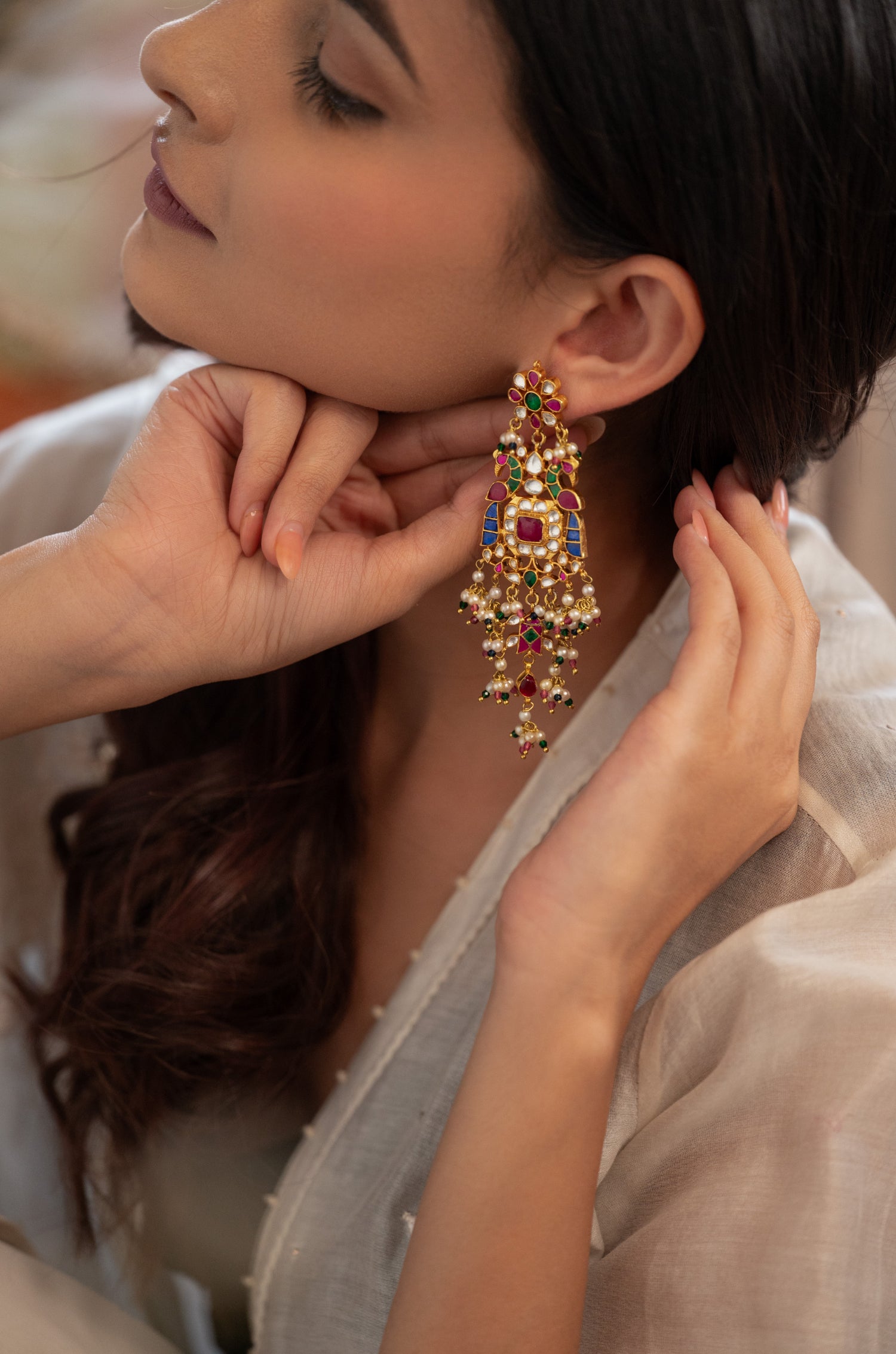 Sahanita Multicolored Kundan Earrings