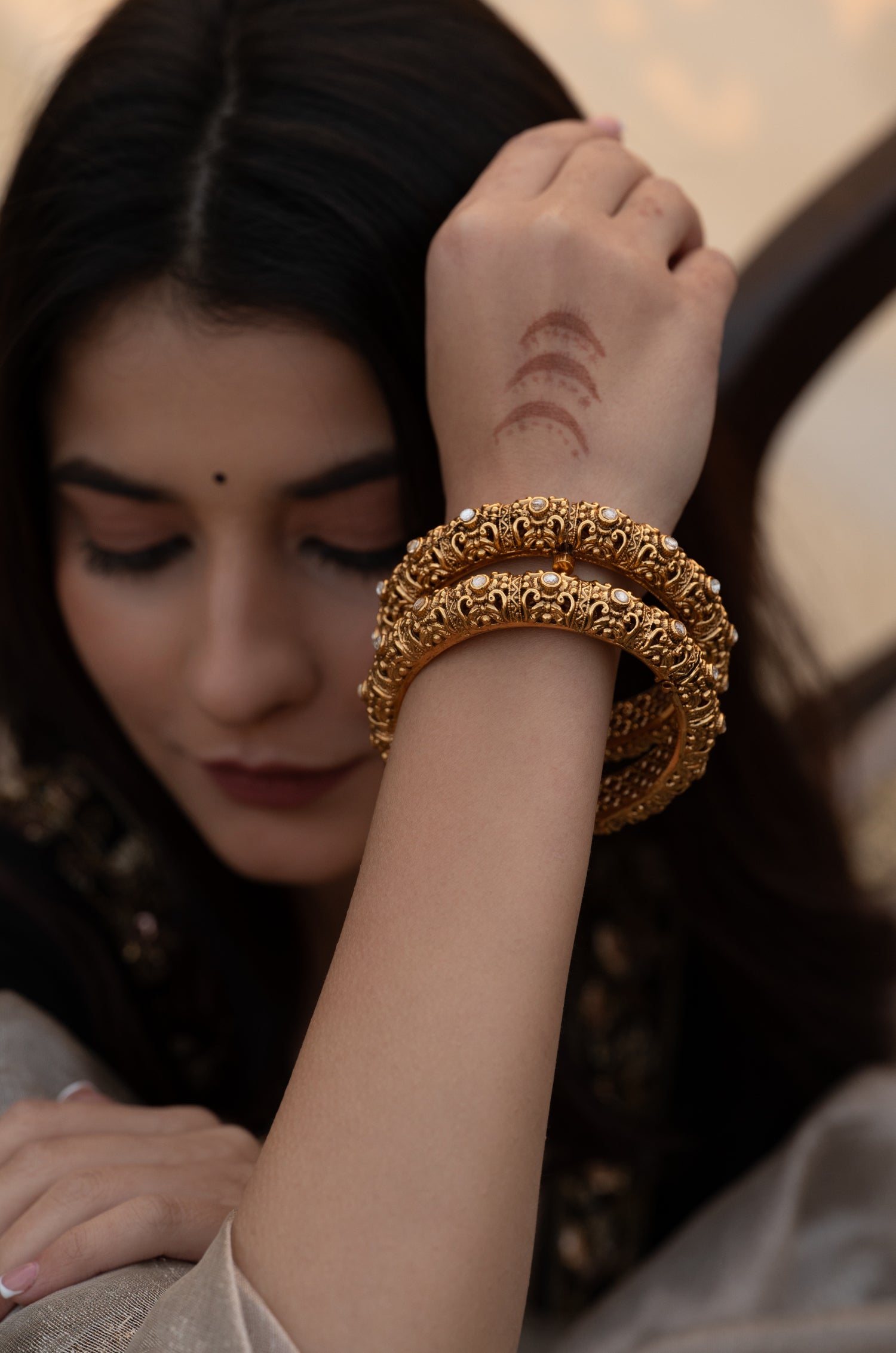 Sree Temple Work Bangles - Set Of 2