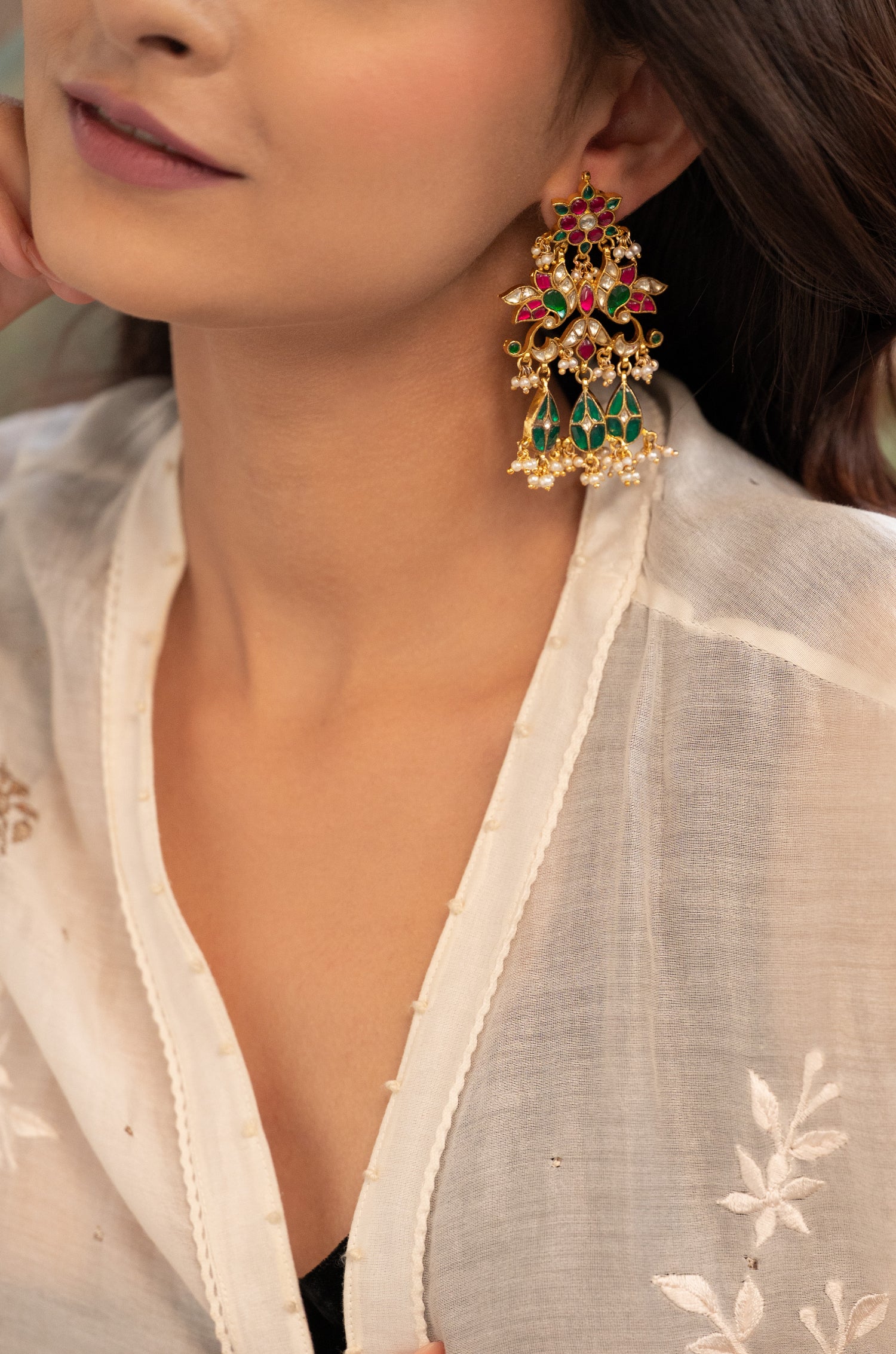 Siara Pink Kundan Earrings