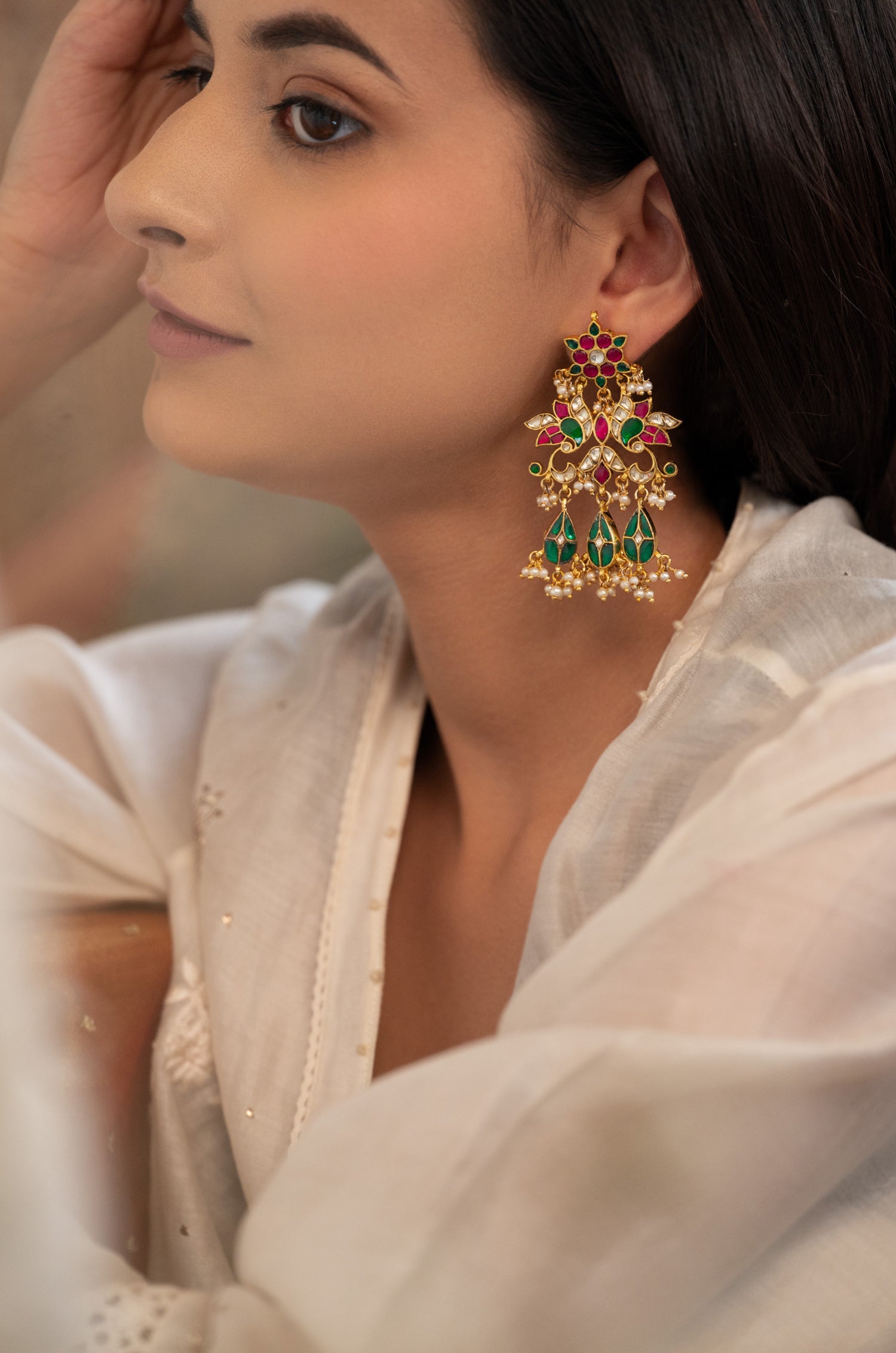 Siara Pink Kundan Earrings