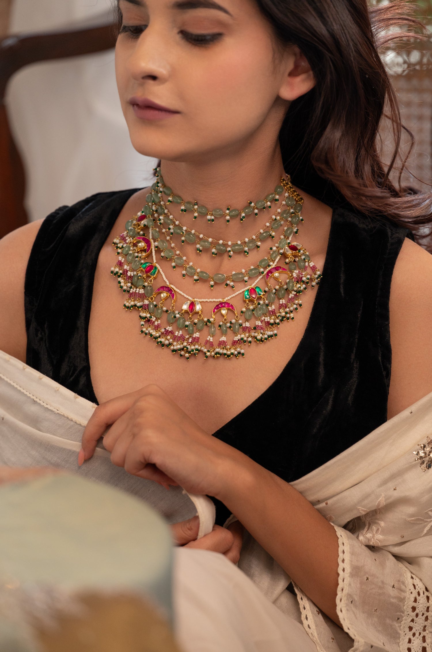 Aveena Multicolored Kundan Necklace