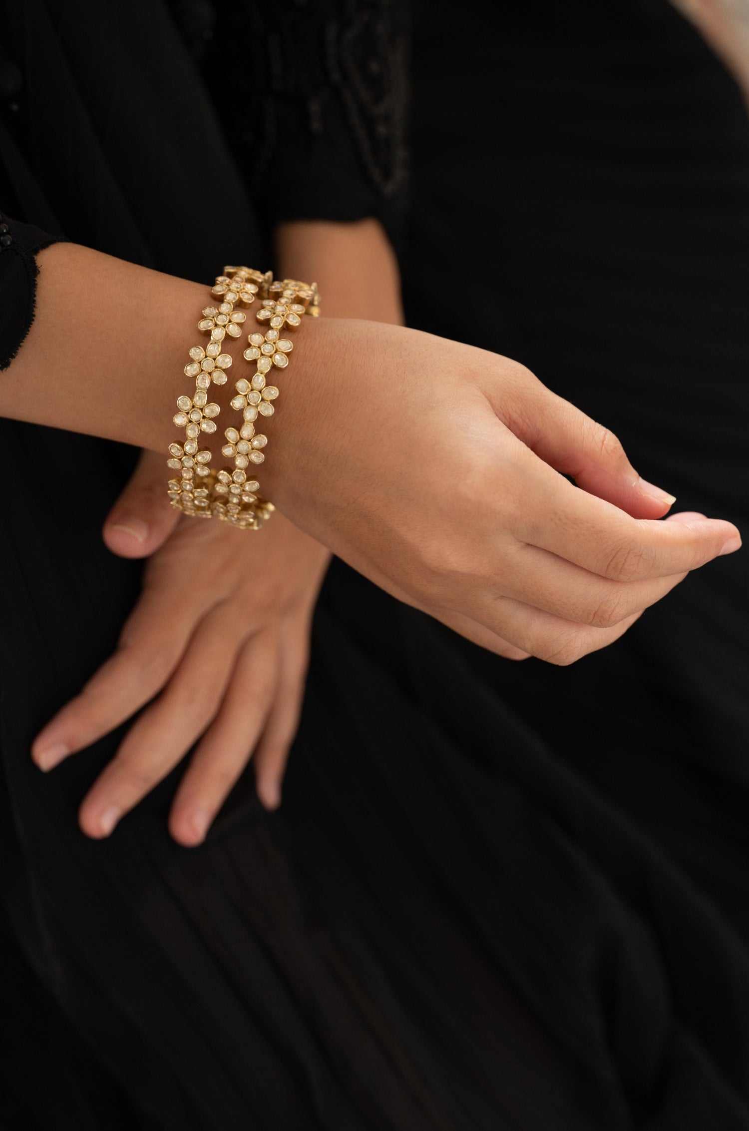 Arya Polki Silver Bangles - Set of 2