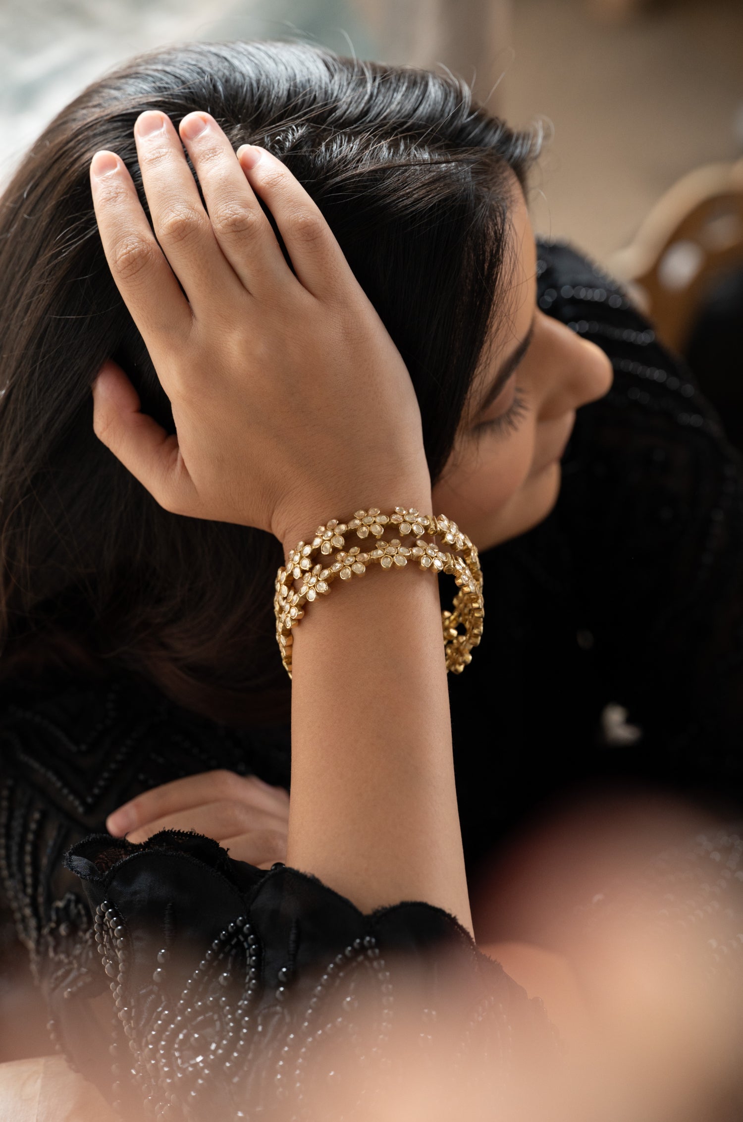 Arya Polki Silver Bangles - Set of 2