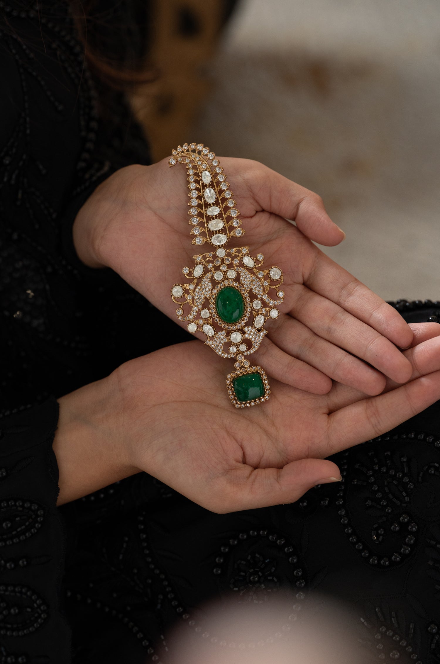Prisha Green Polki Kalgi