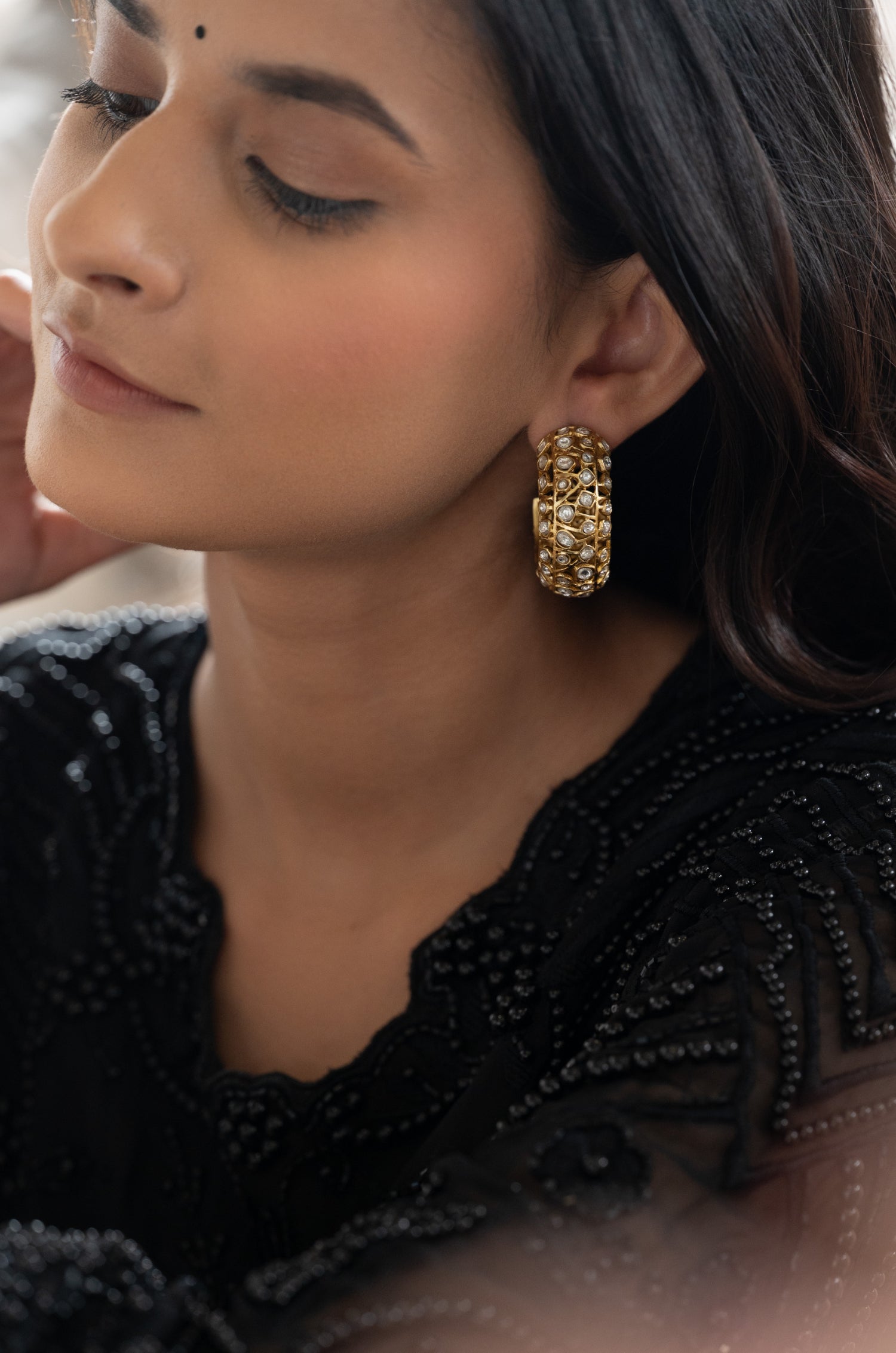 Hema Polki Hoops