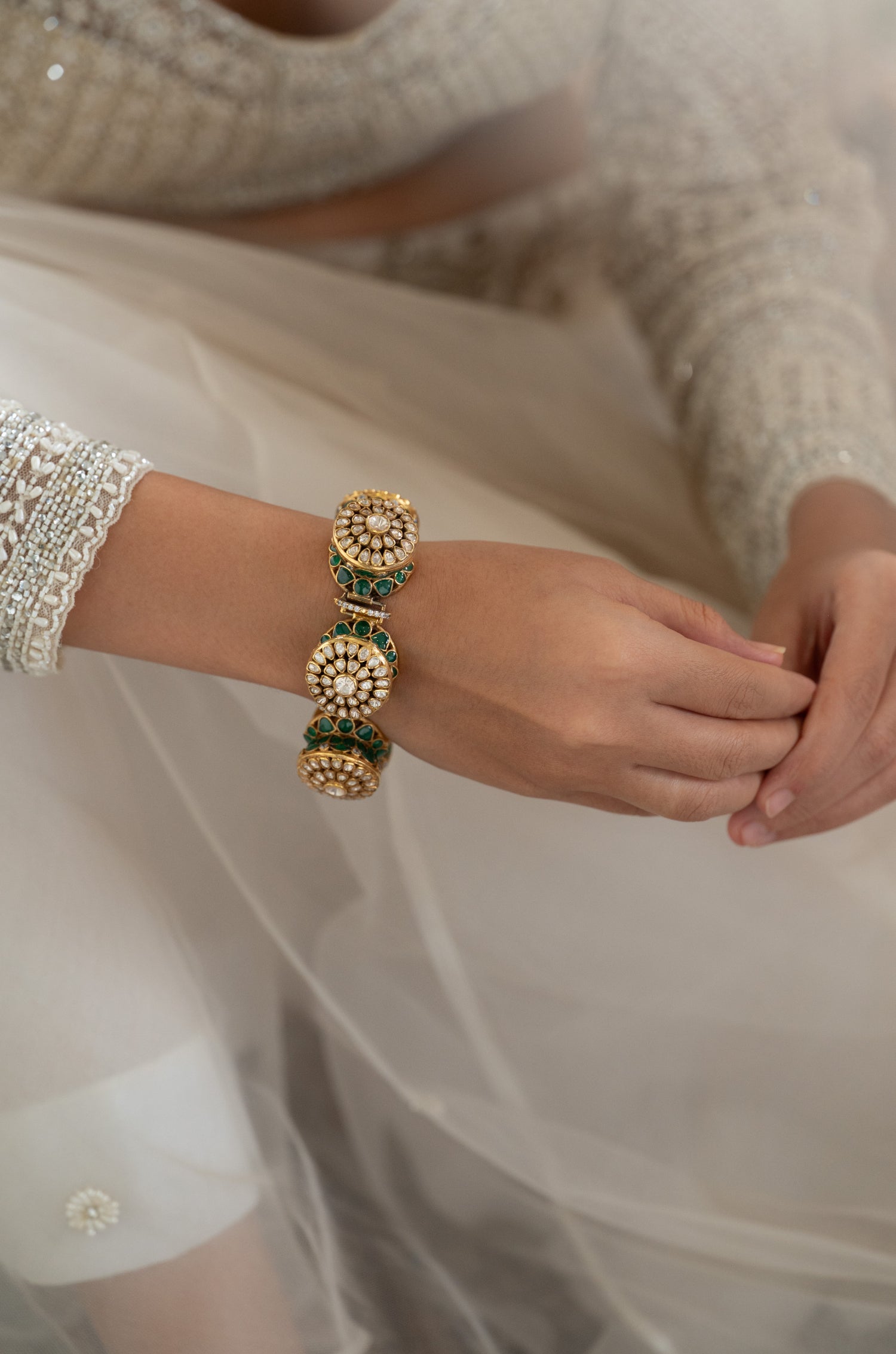 Sara Polki Silver Bracelet