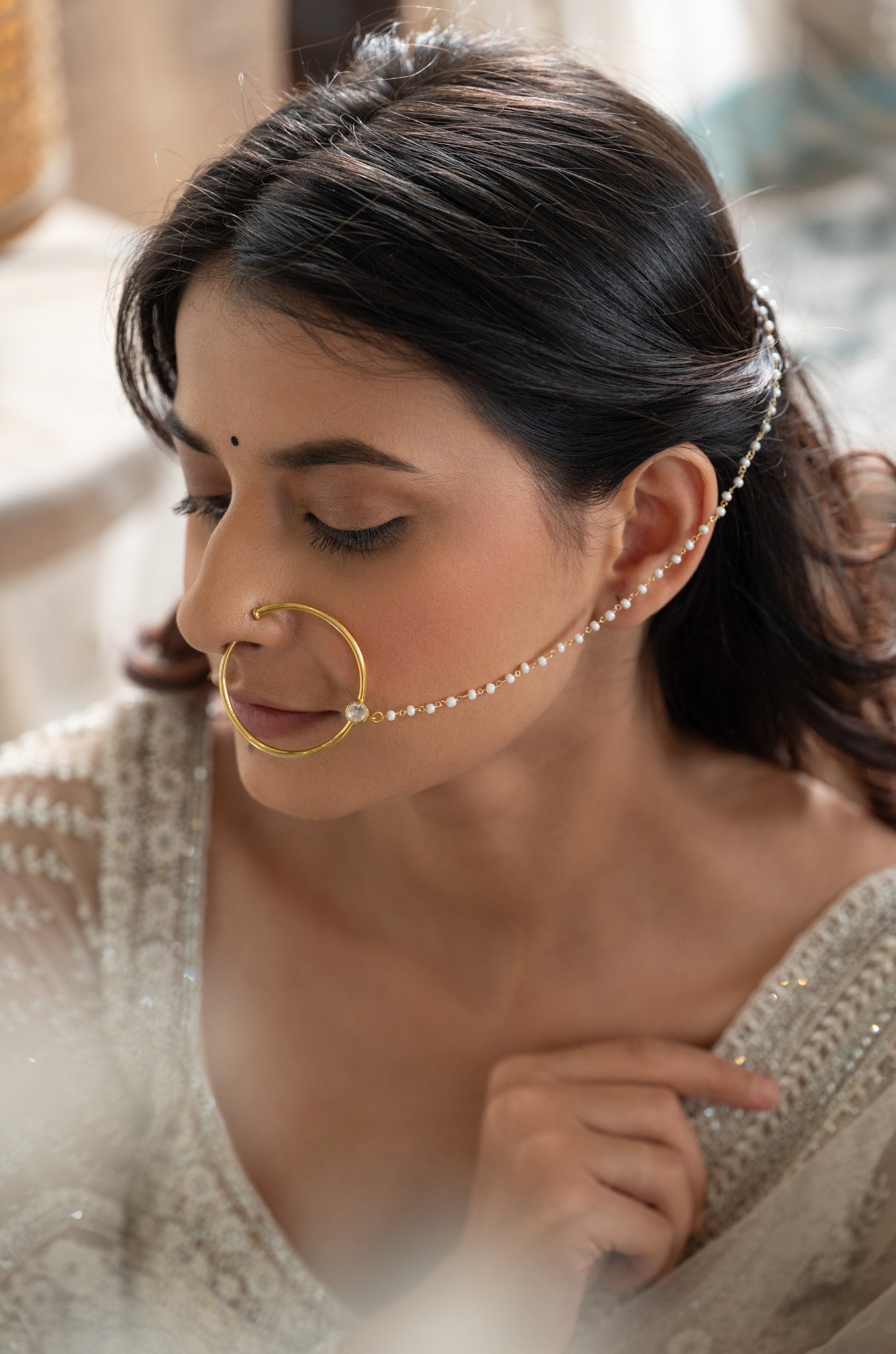 Rashi Silver Polki Nosepin
