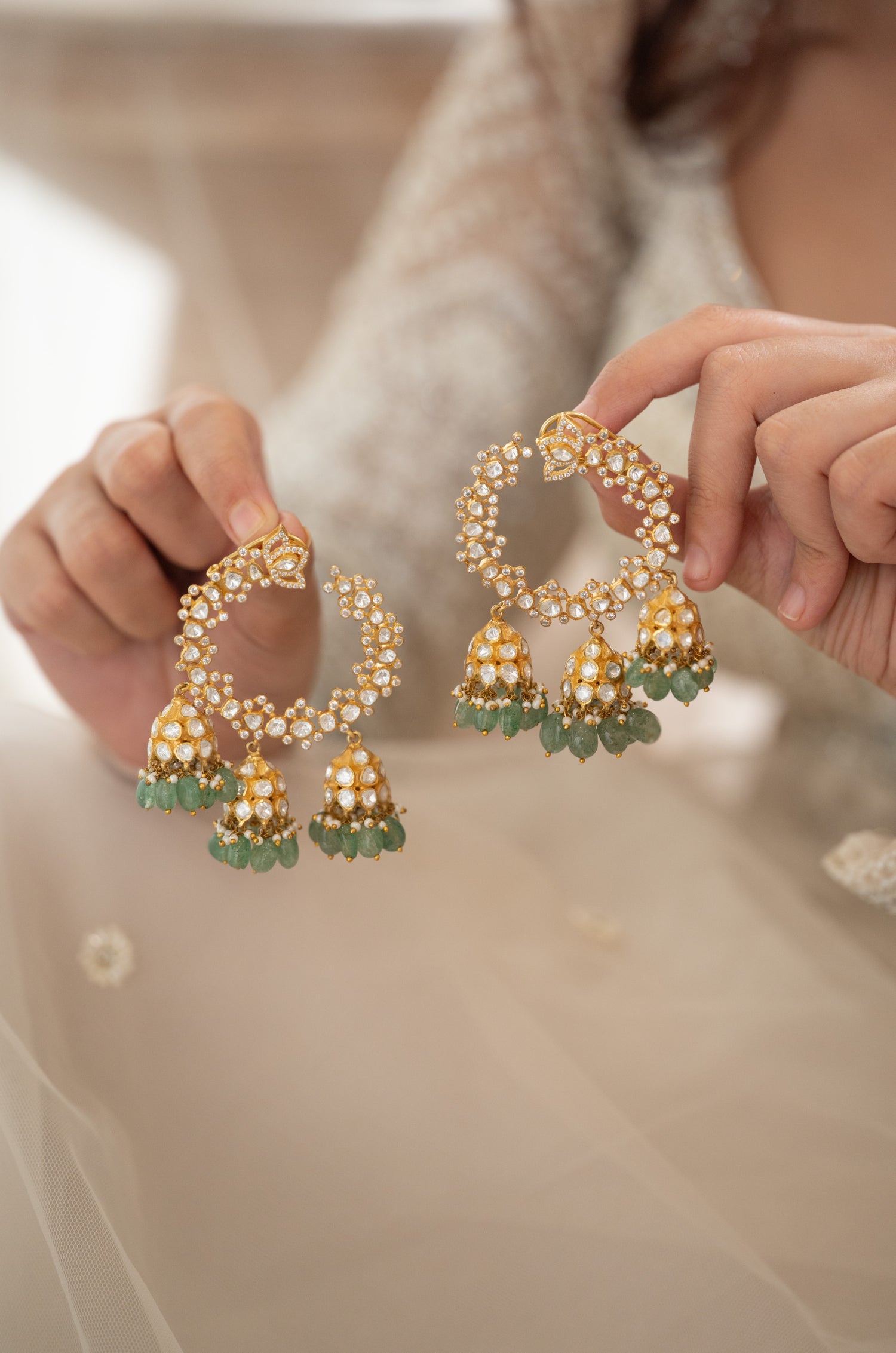 Zareen Polki Silver Hoop Earrings