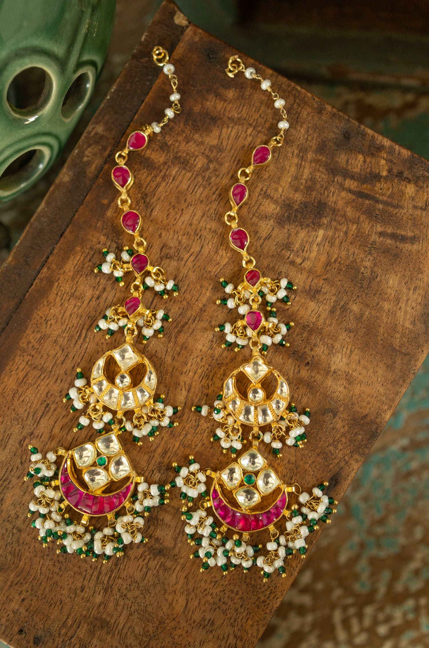 Vrutima Pink Kundan Earrings