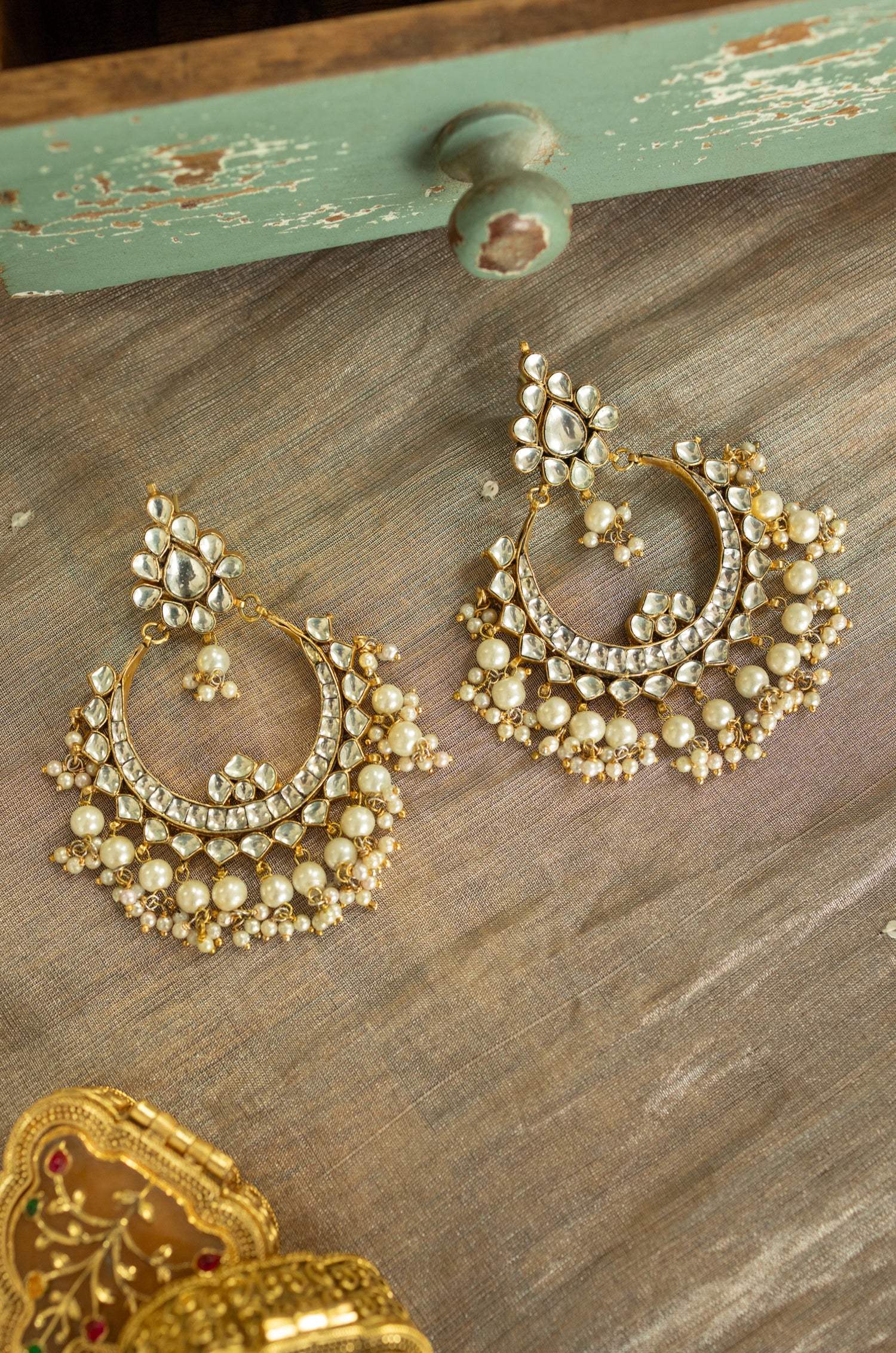 Inaaya Kundan Chandbali Earrings