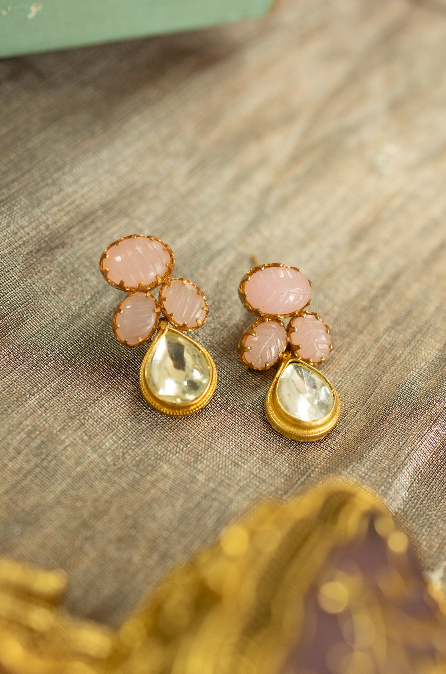 Gargi Pink Kundan Earrings