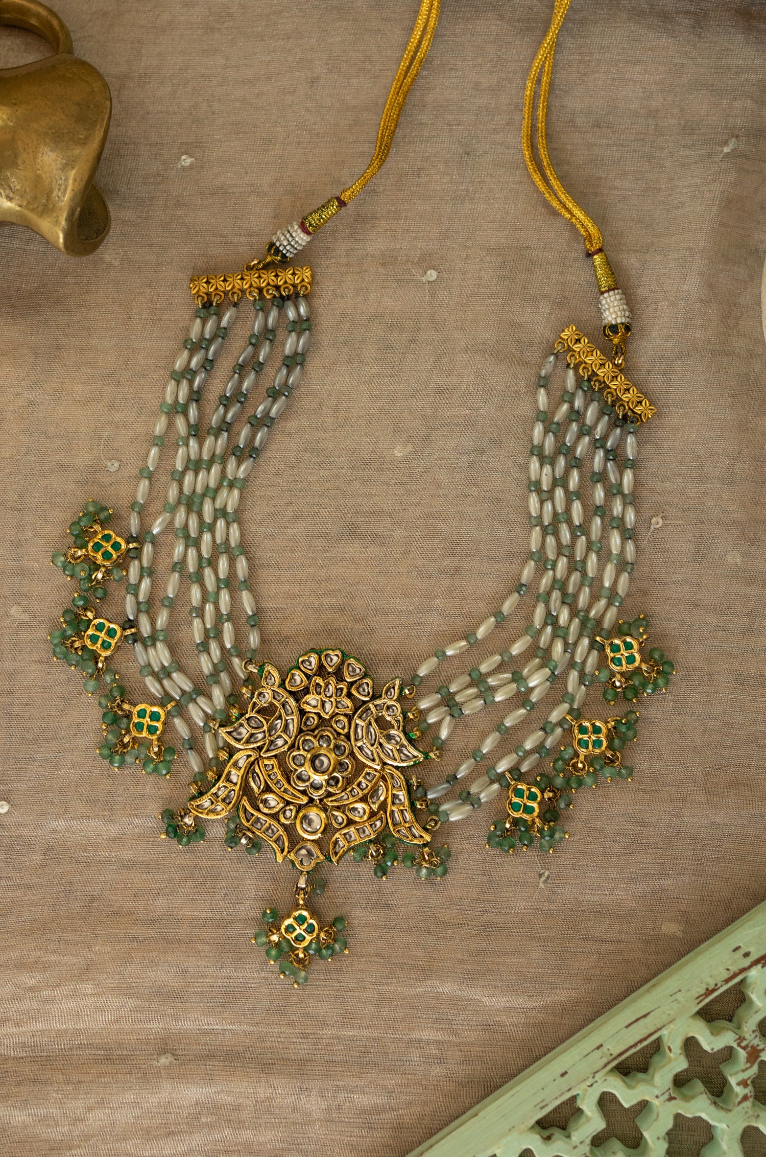 Sumedha Mint Kundan Necklace