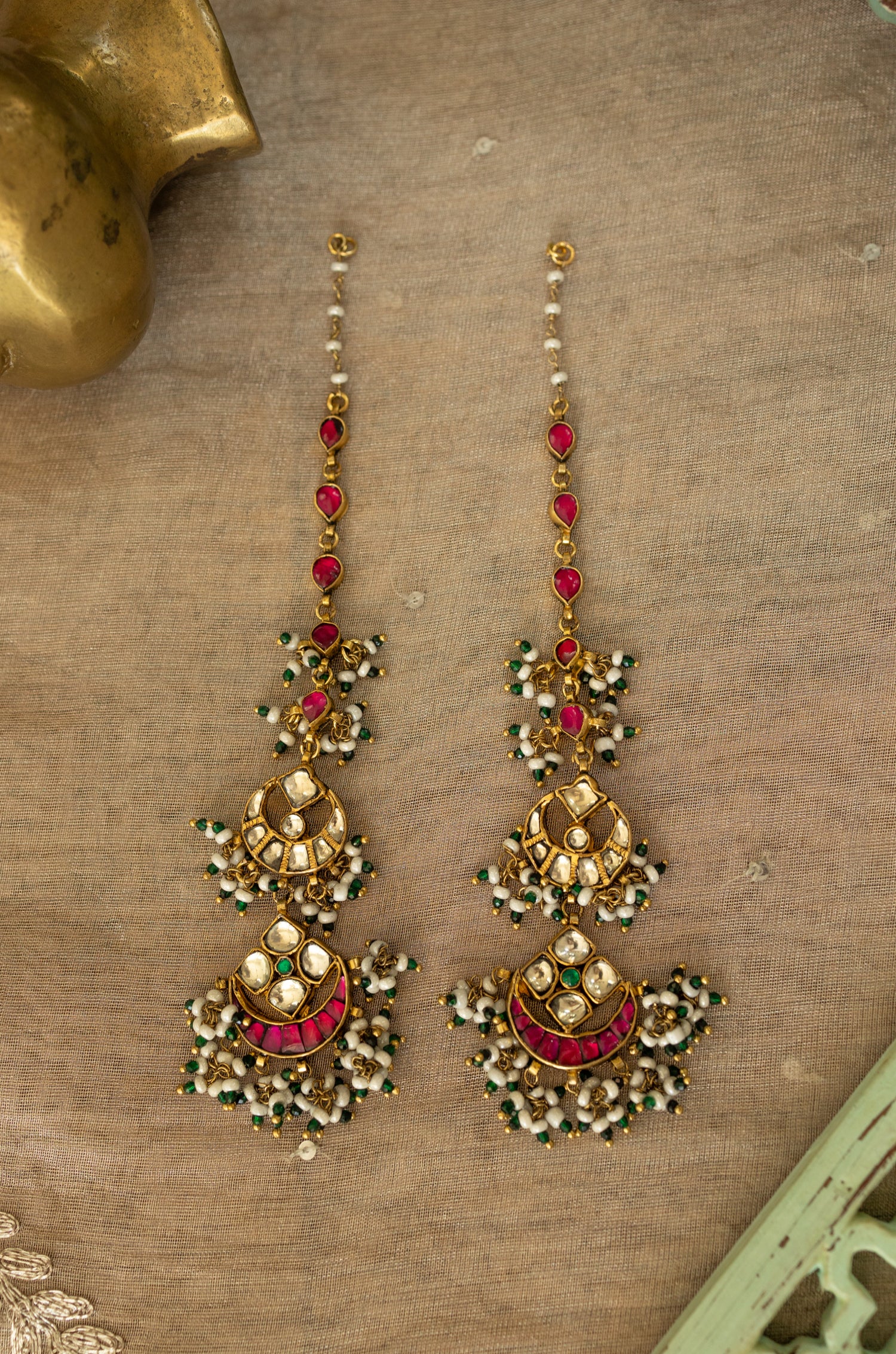 Vrutima Pink Kundan Earrings