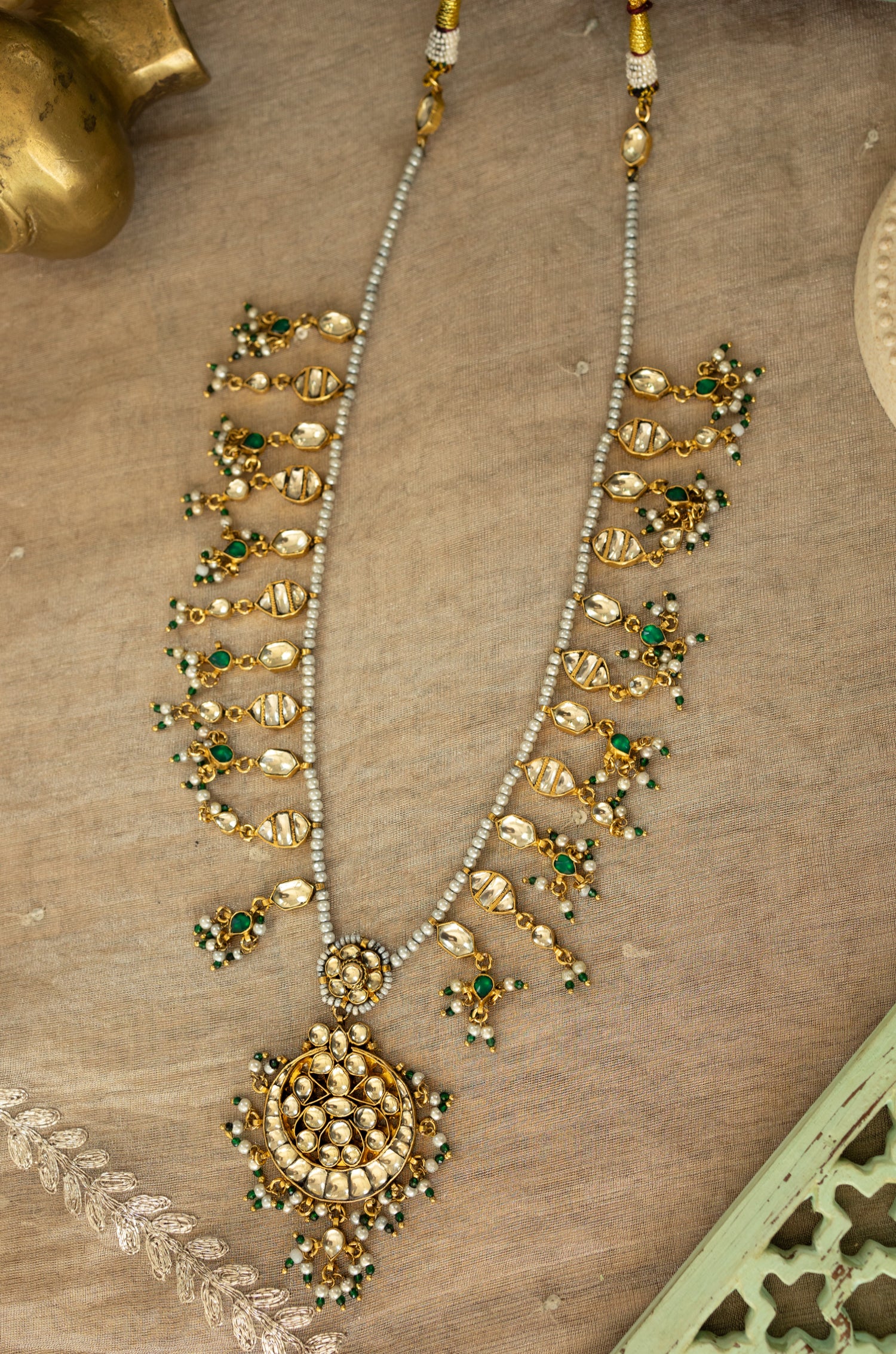 Sunidhita Kundan Green Necklace