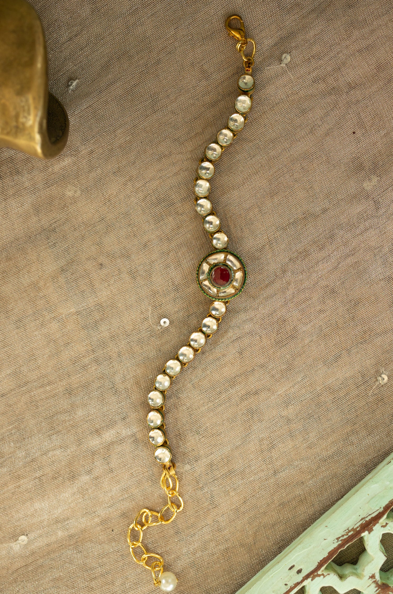 Ashwika Red Kundan Bracelet