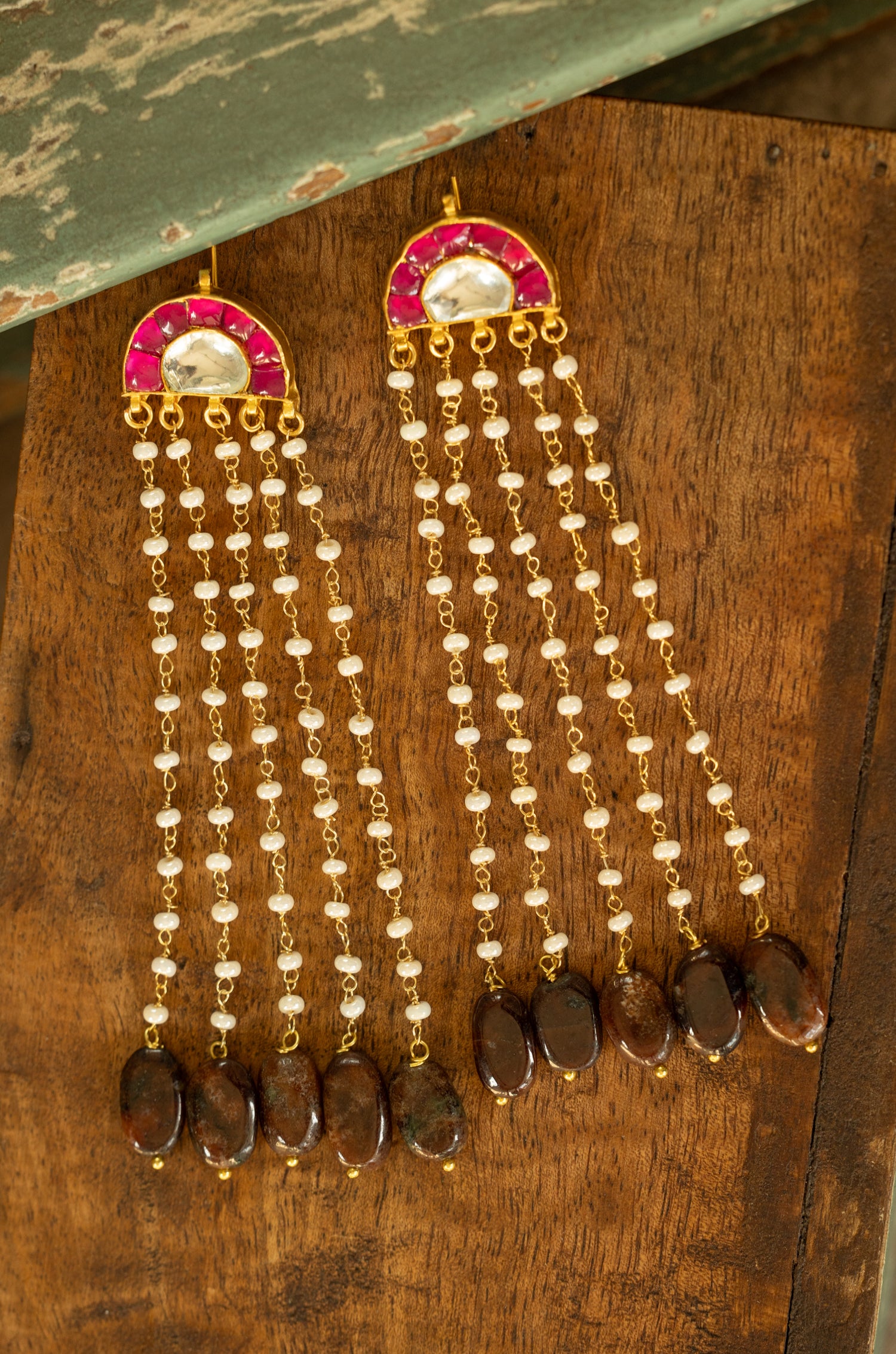 Bahaar Red Kundan Earrings