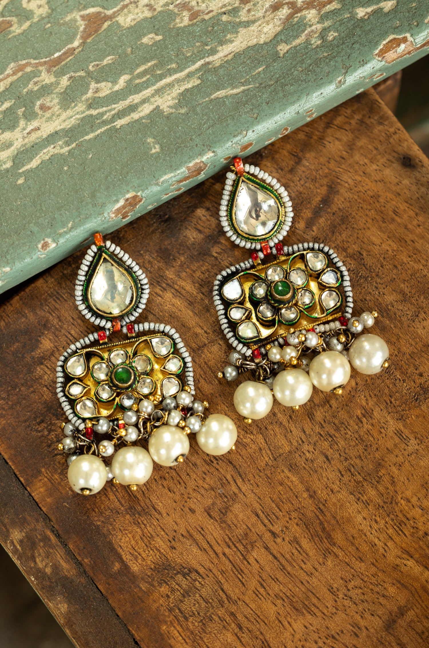 Nayan Green Kundan Earrings