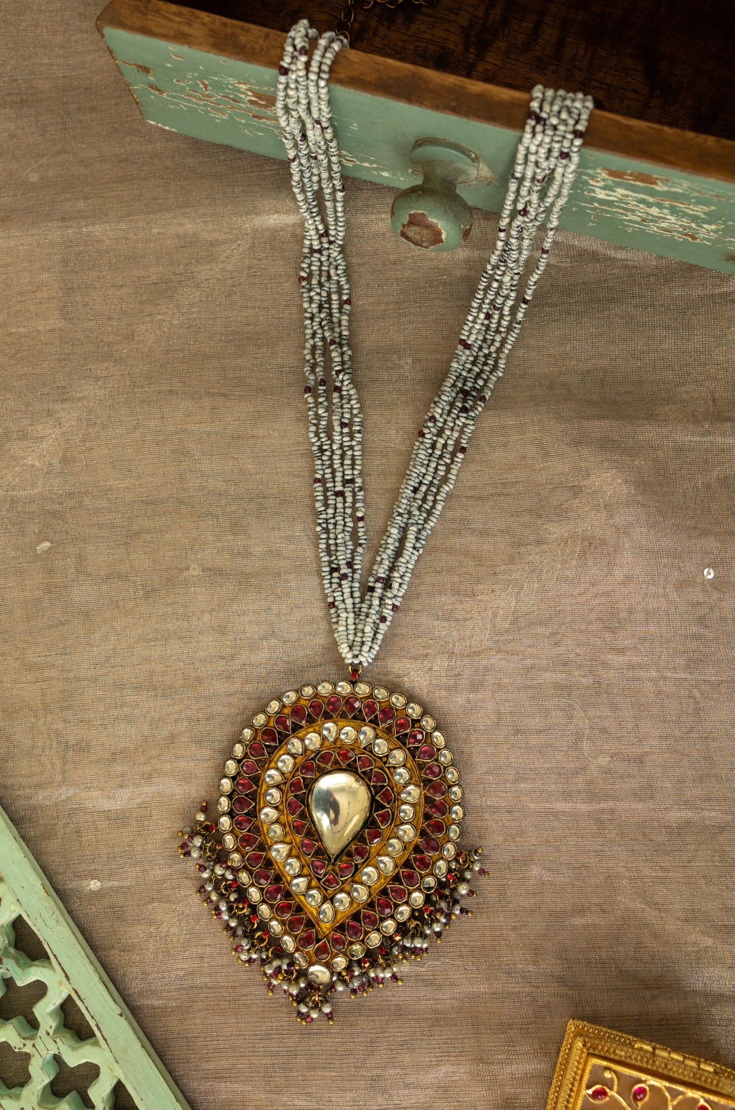 Bavini Red Kundan Necklace