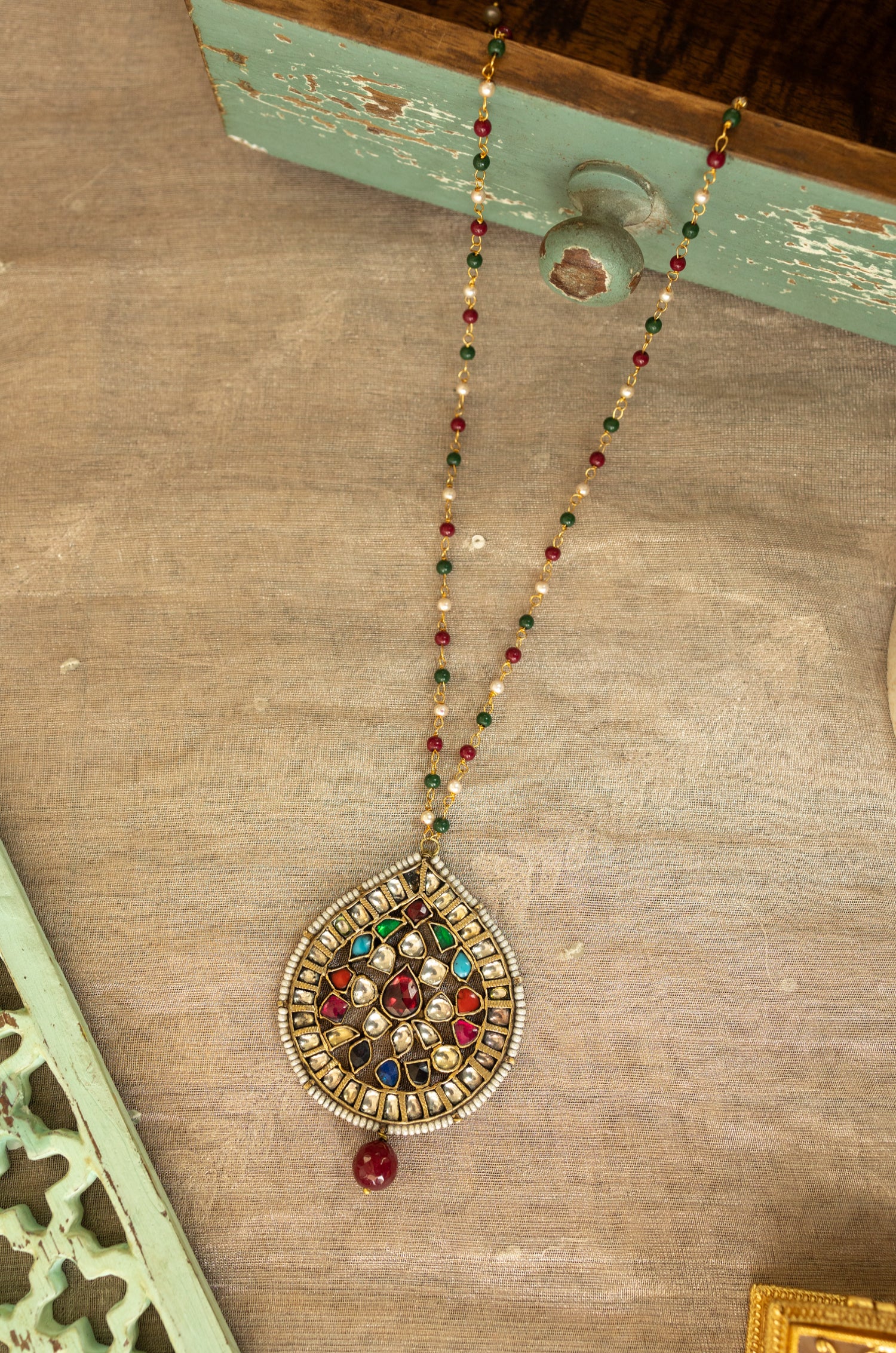 Tarini Multicolored Kundan Pendant