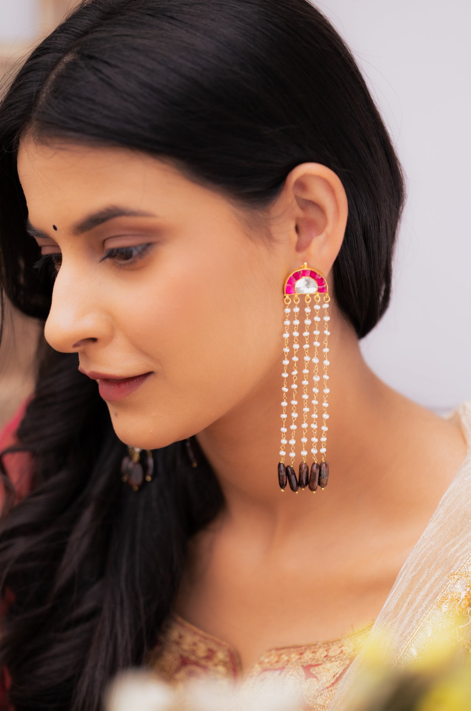 Bahaar Red Kundan Earrings