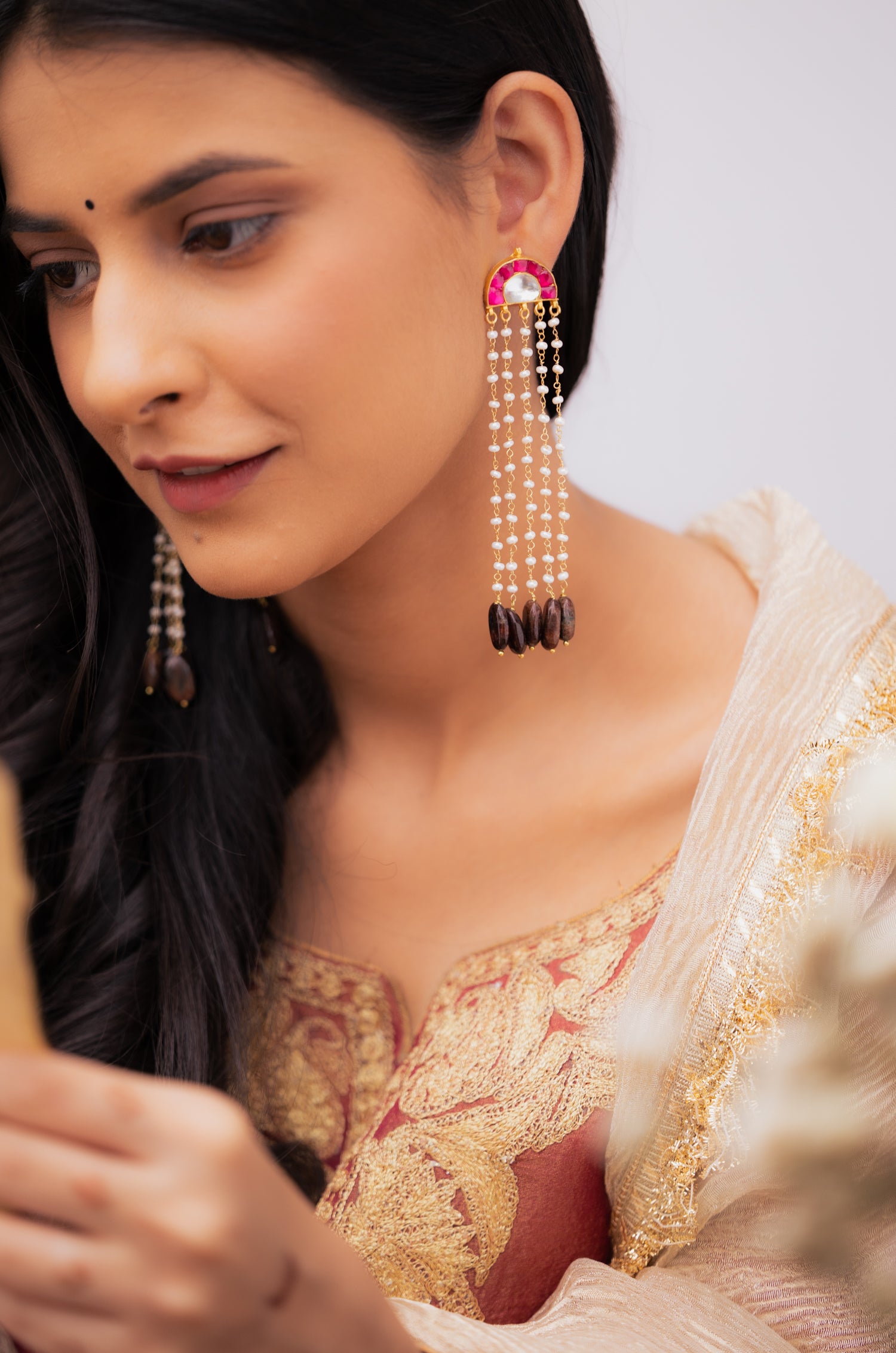 Bahaar Red Kundan Earrings