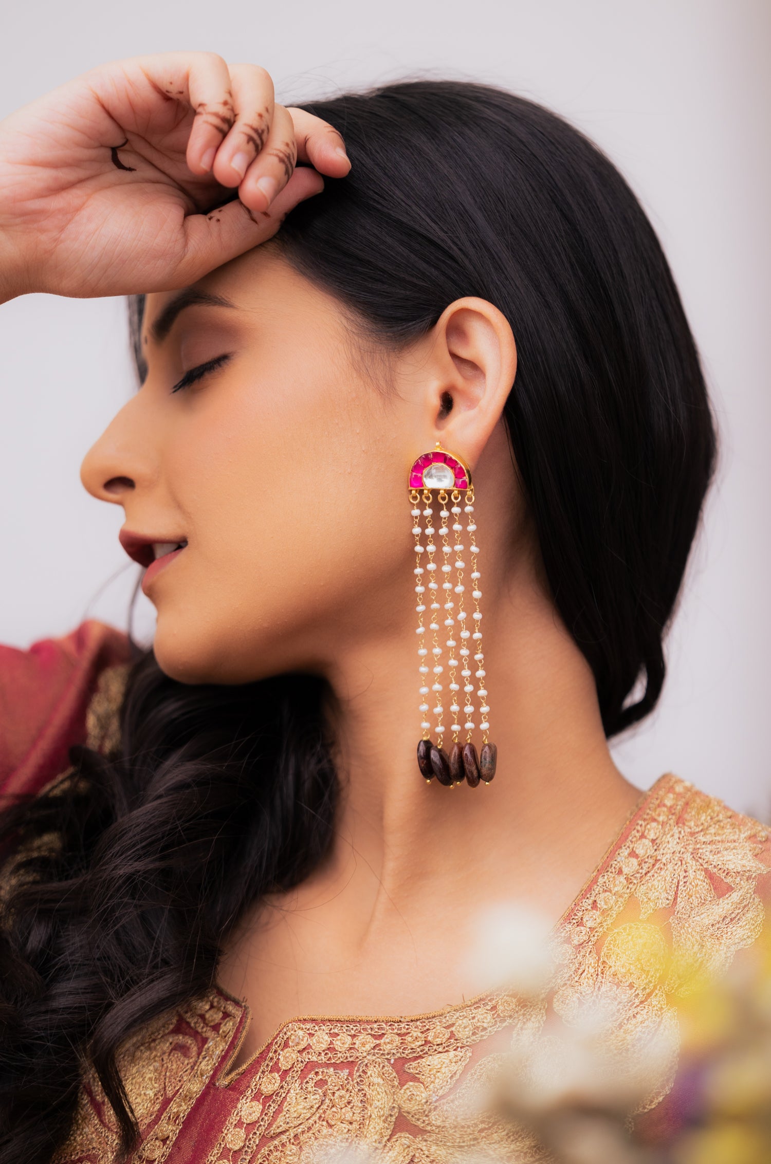 Bahaar Red Kundan Earrings