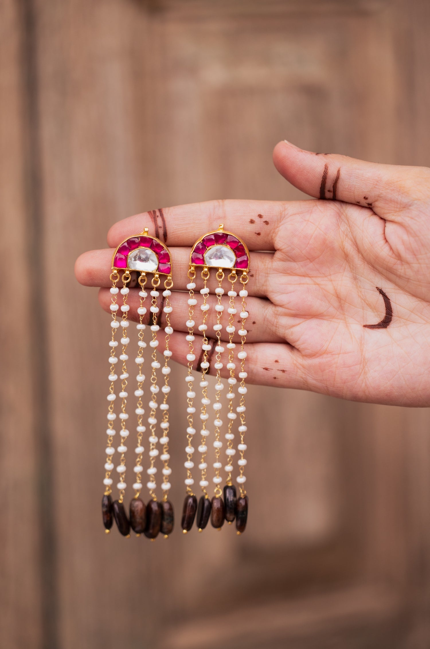 Bahaar Red Kundan Earrings