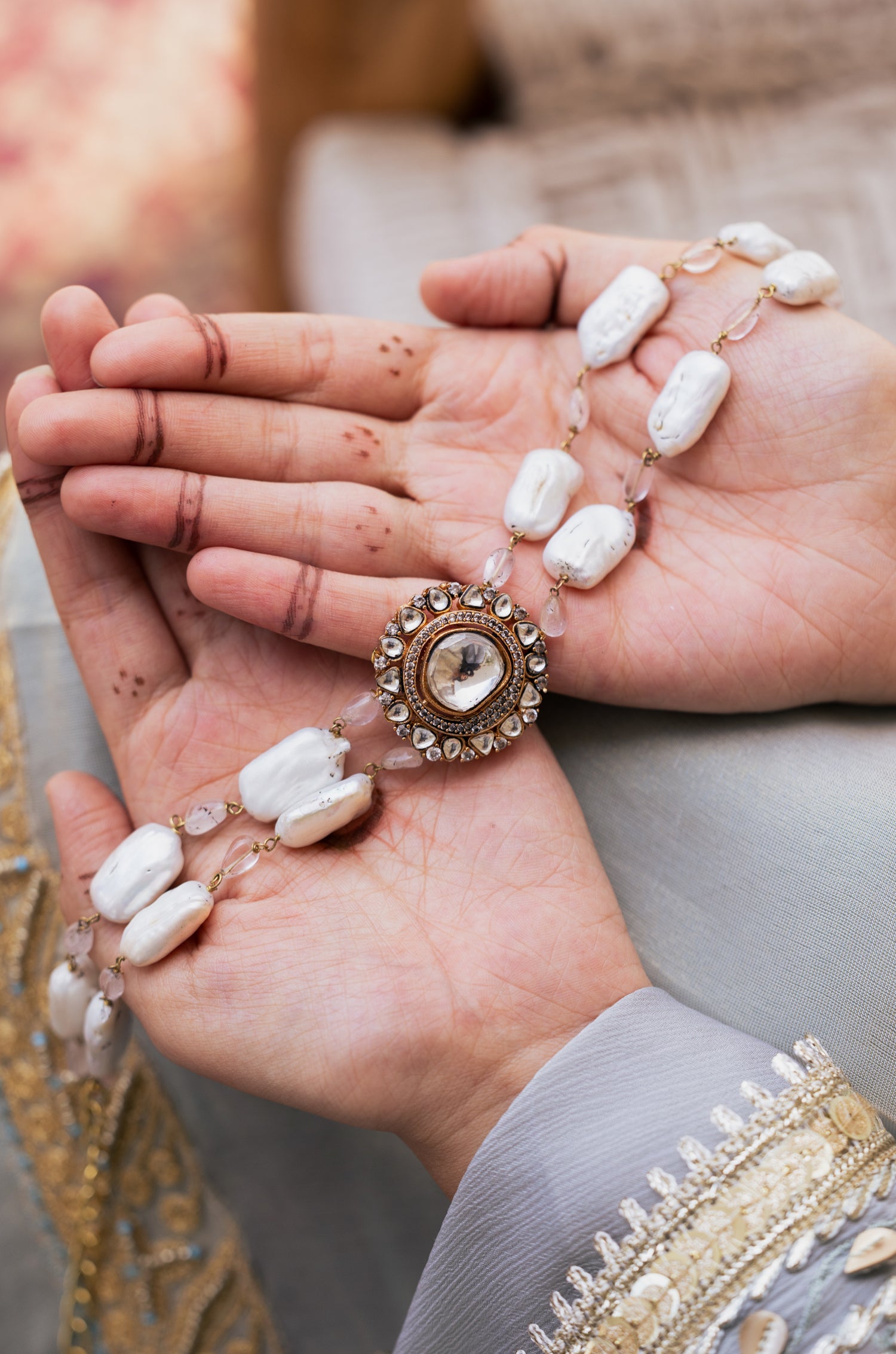 Navya Polki And Pearls Necklace