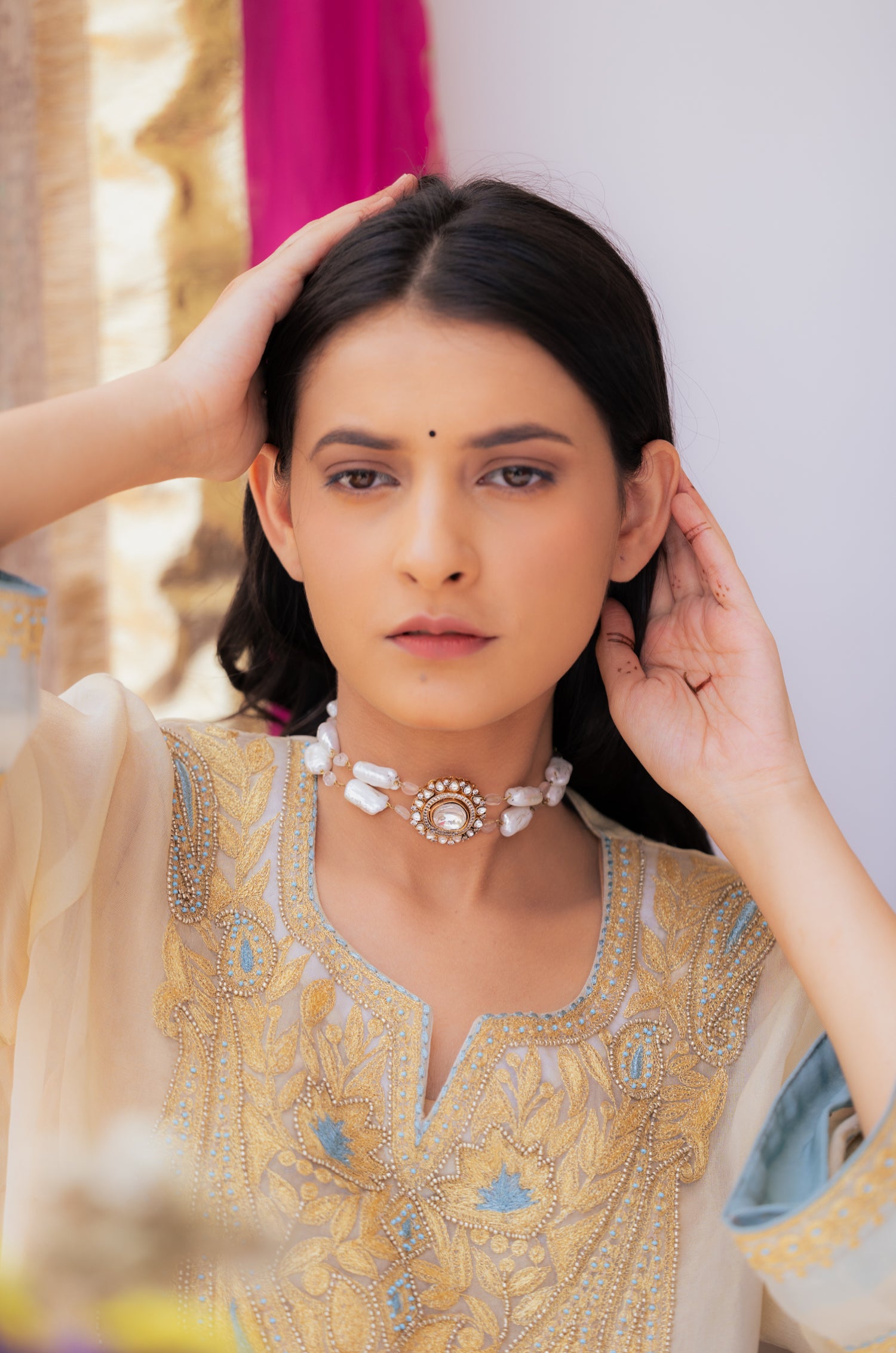 Navya Polki And Pearls Necklace