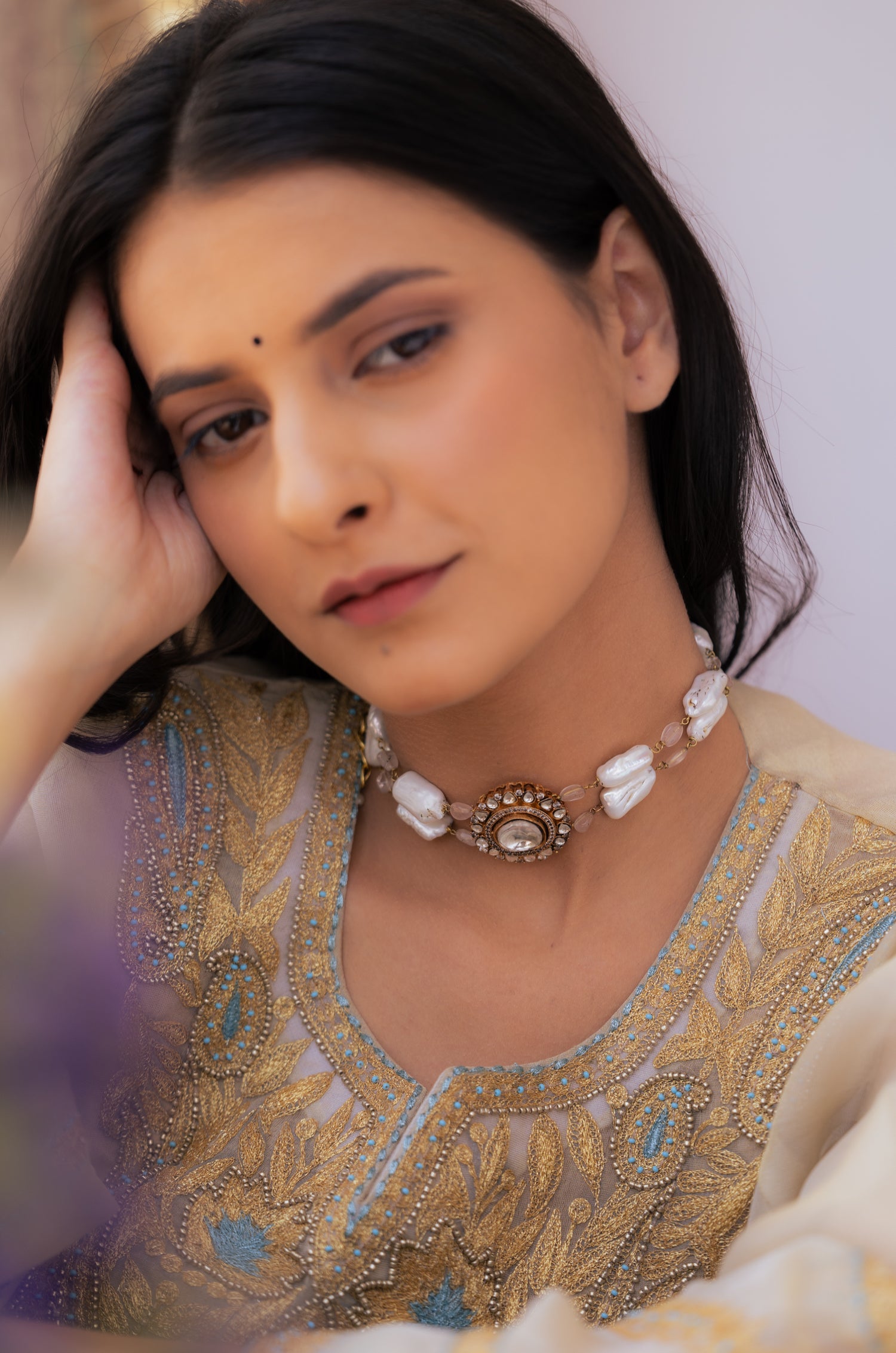Navya Polki And Pearls Necklace