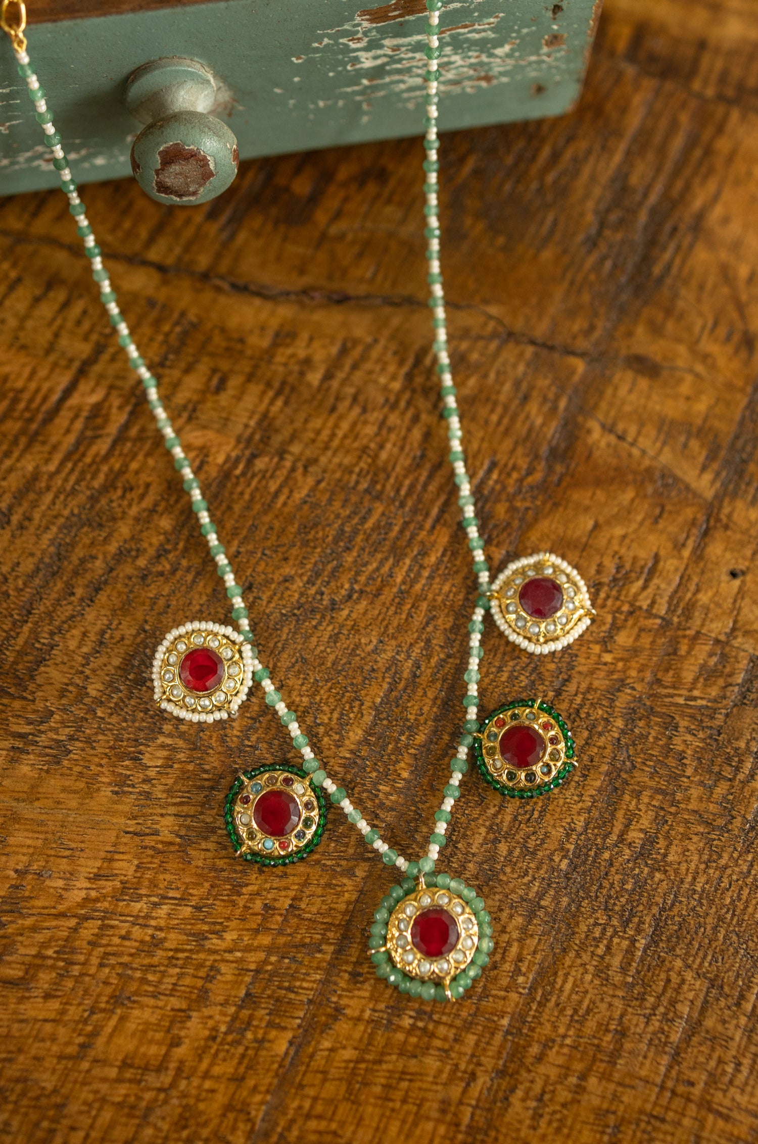 Jhanvi Red Kundan Necklace