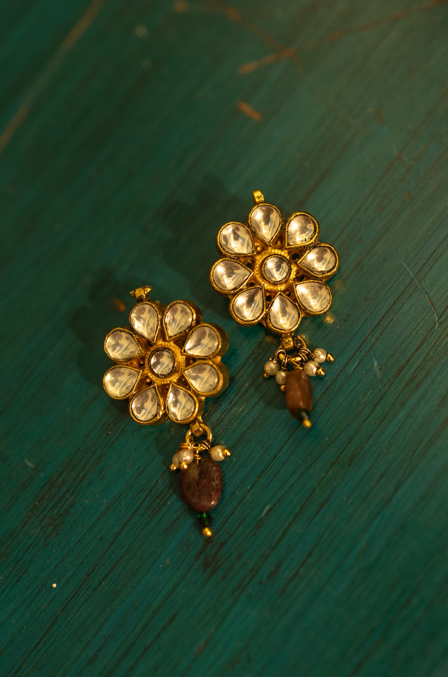 Ubeer Purple Kundan Earrings
