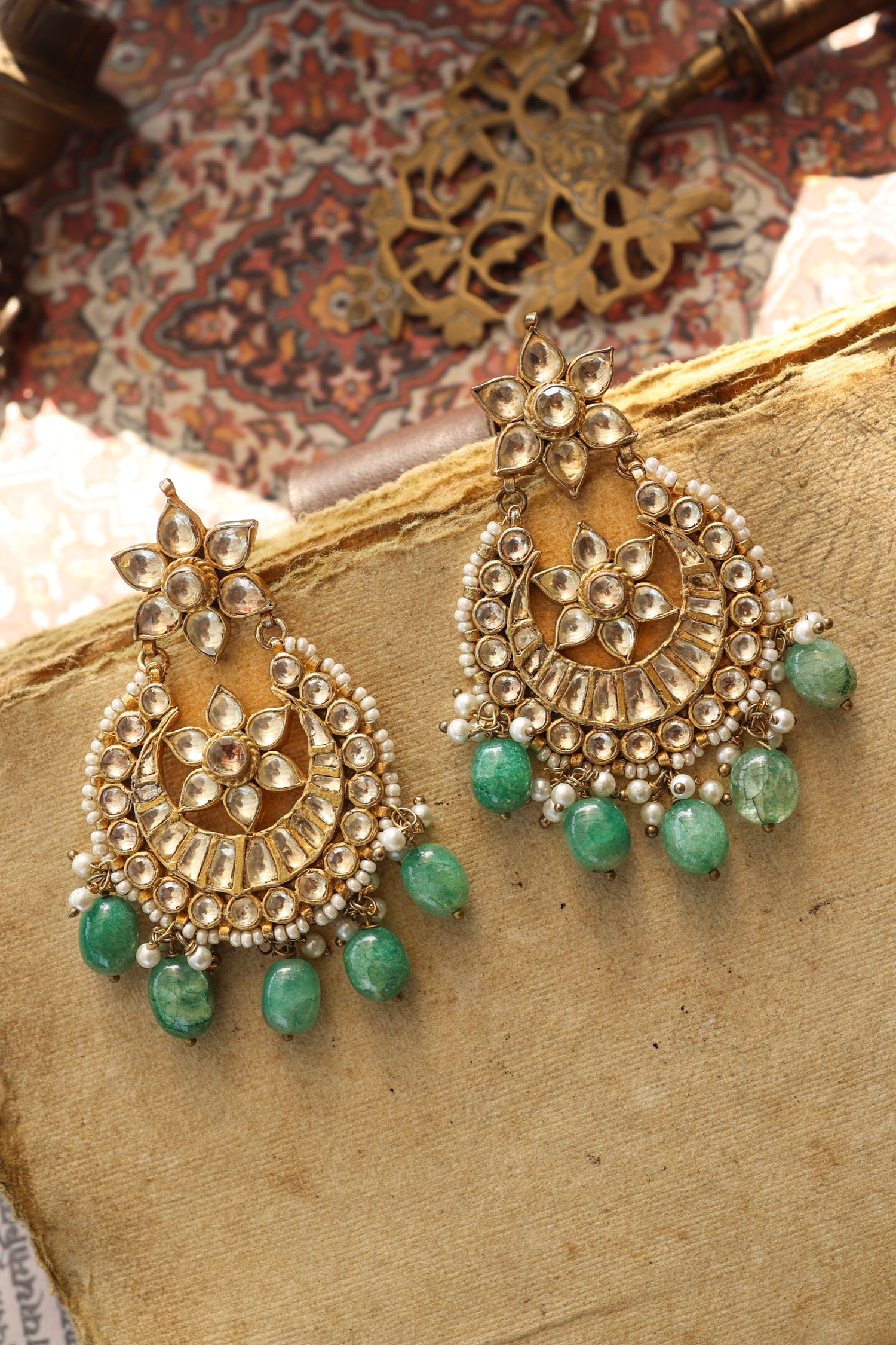 Ansim Kundan Chandbali Earrings