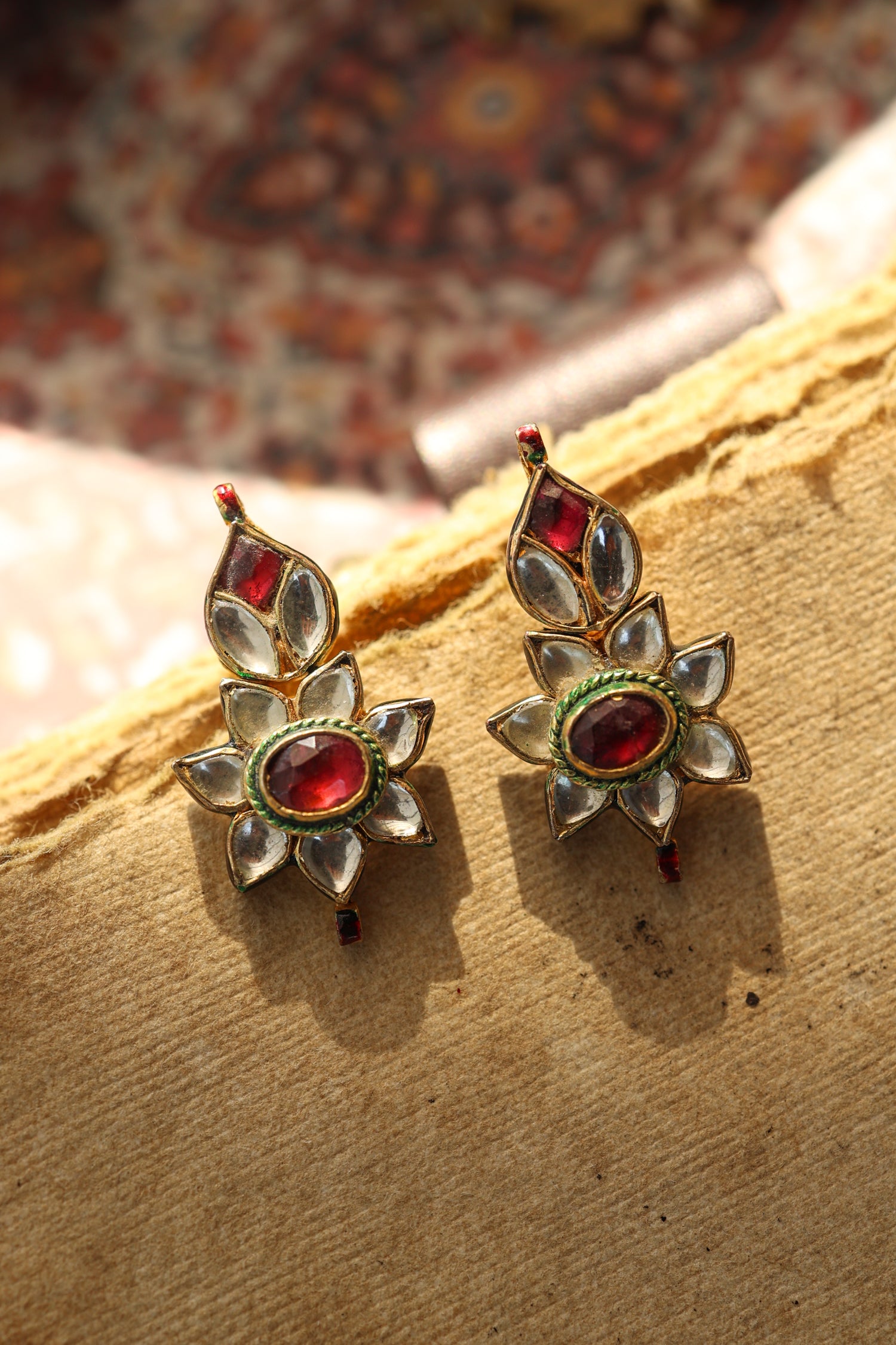 Gauri Red Kundan Earrings