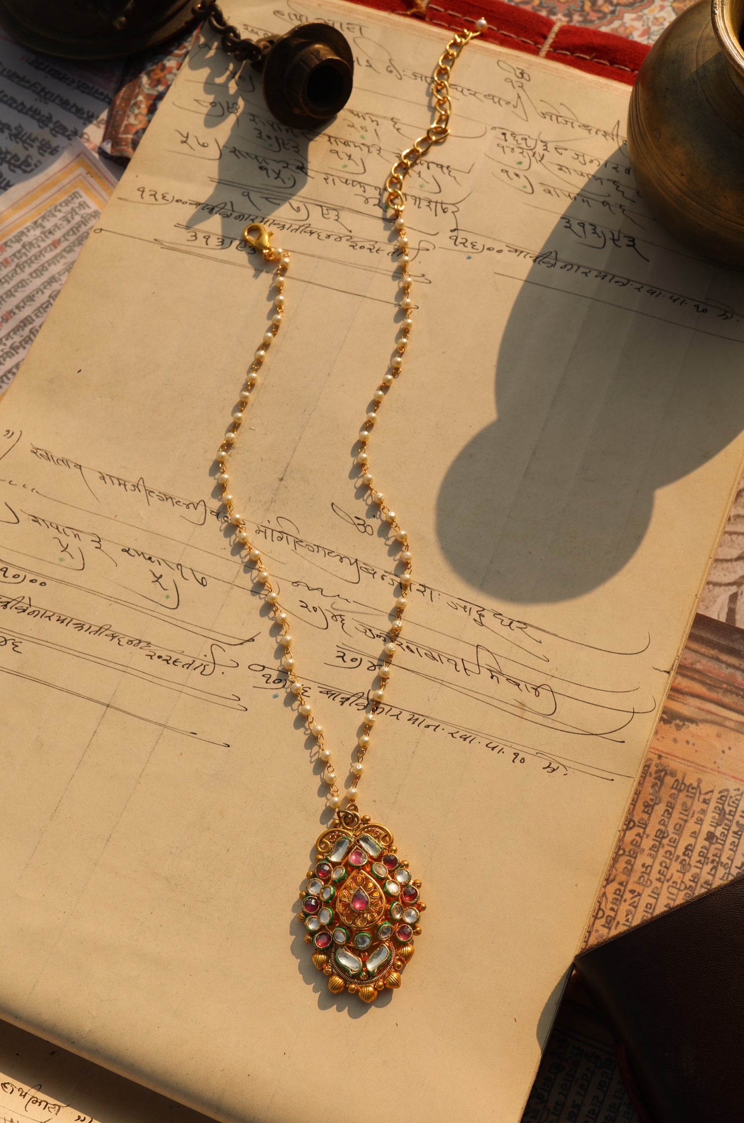 Dhirmitra Pink Kundan Necklace