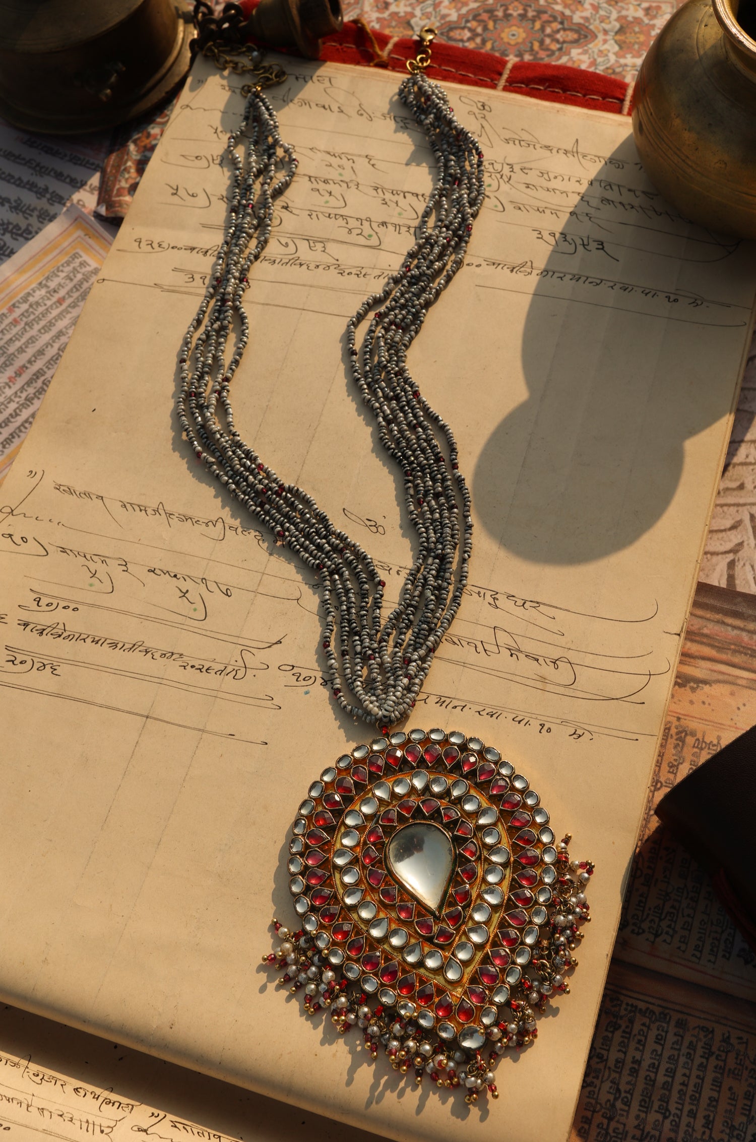 Bavini Red Kundan Necklace