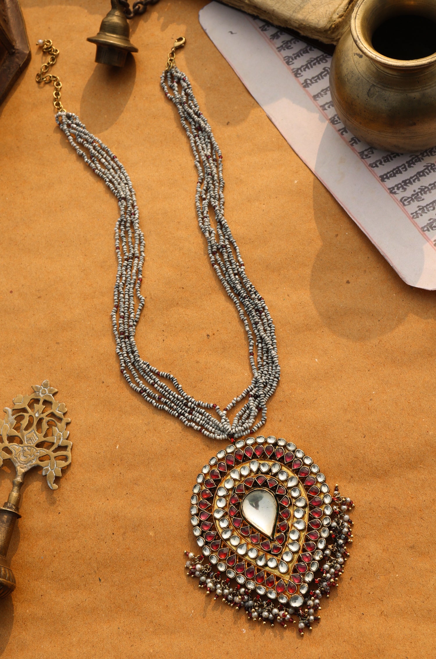 Bavini Red Kundan Necklace