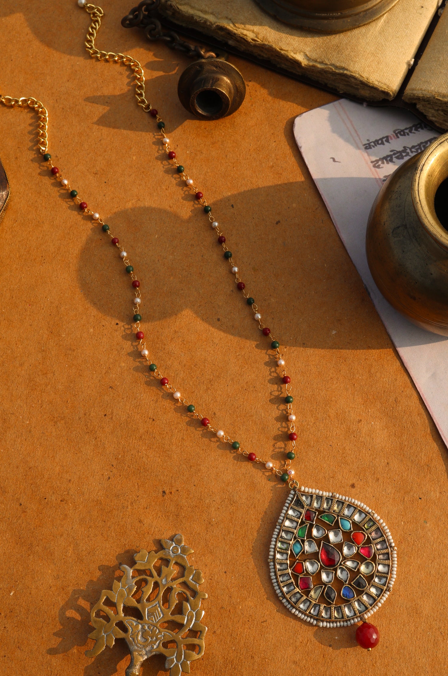 Tarini Multicolored Kundan Pendant