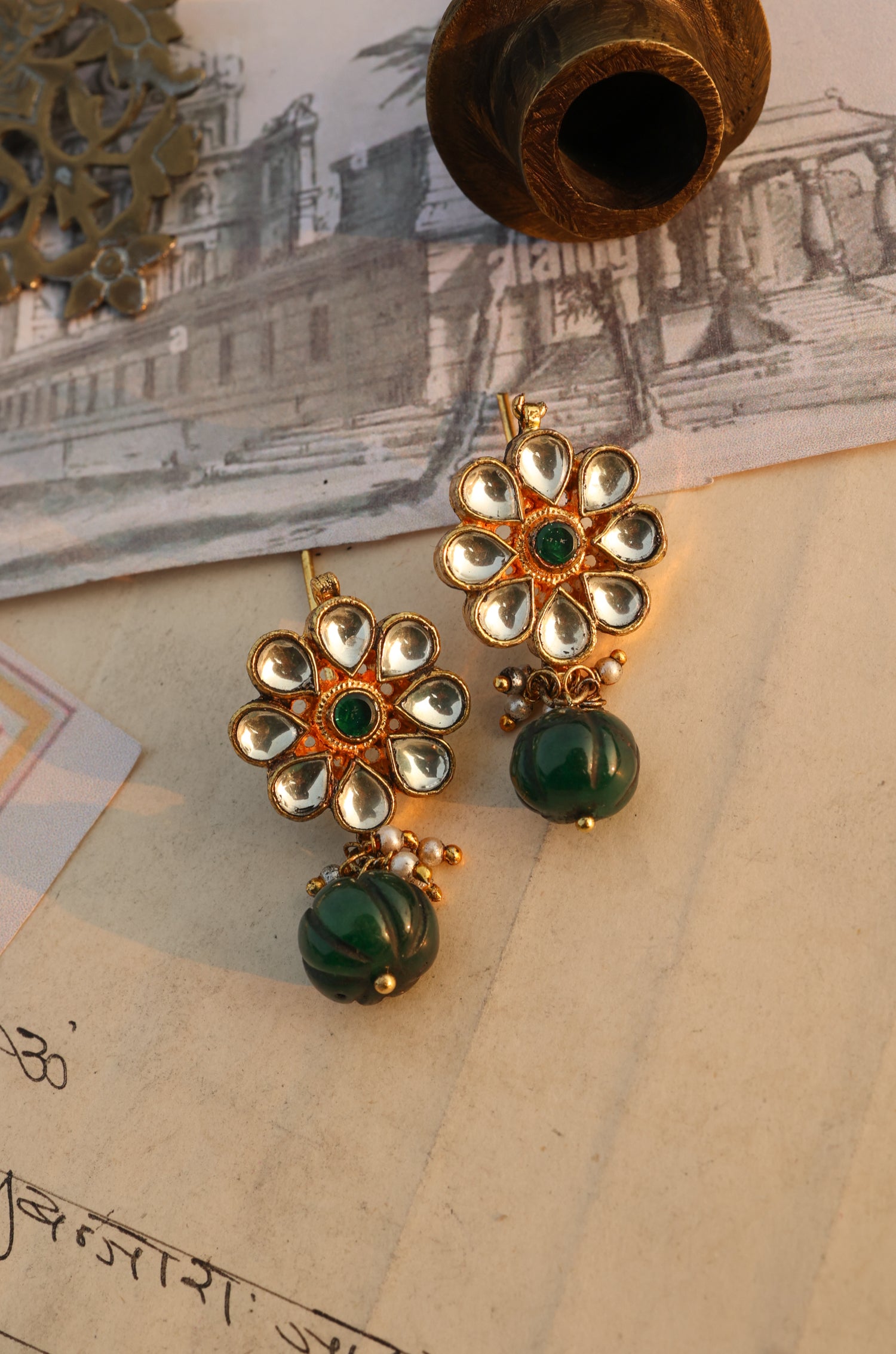 Trisha Green Kundan Earrings
