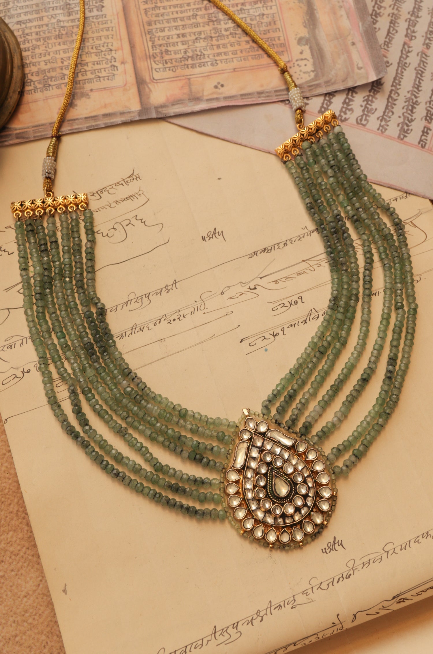 Aahana Floral Mint Kundan Necklace