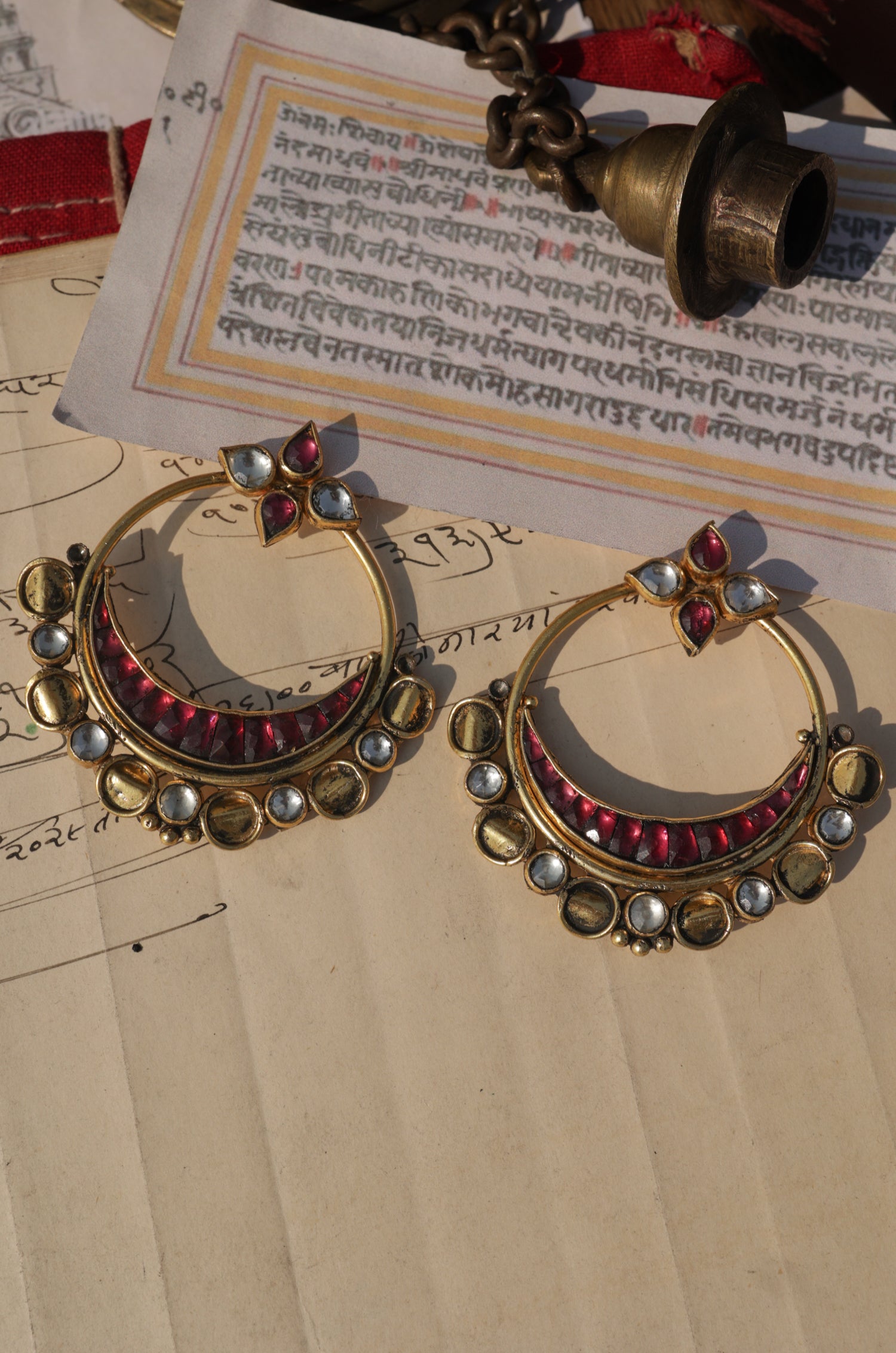 Deepika Red Chandbali Earrings