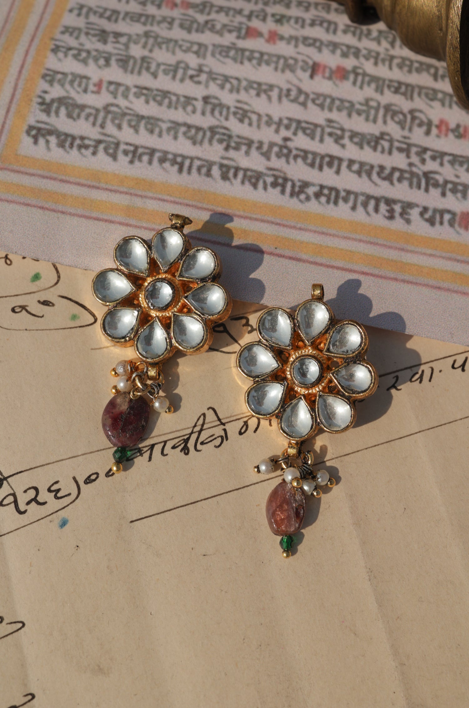 Ubeer Purple Kundan Earrings