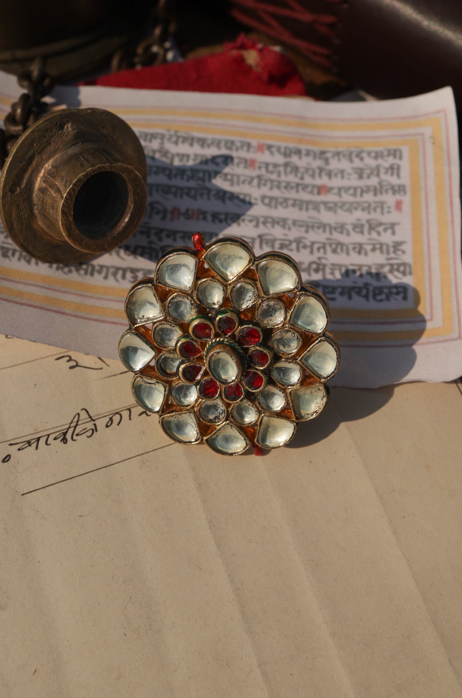 Malika Red Kundan Ring