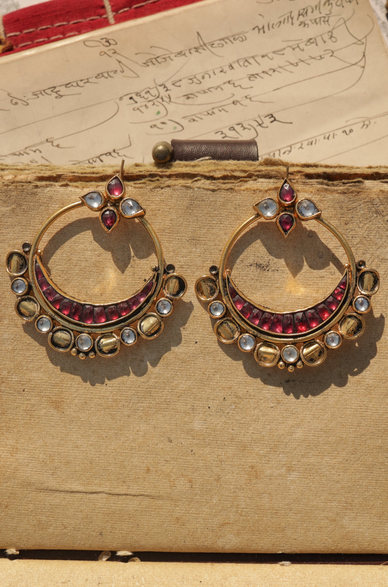 Deepika Red Chandbali Earrings