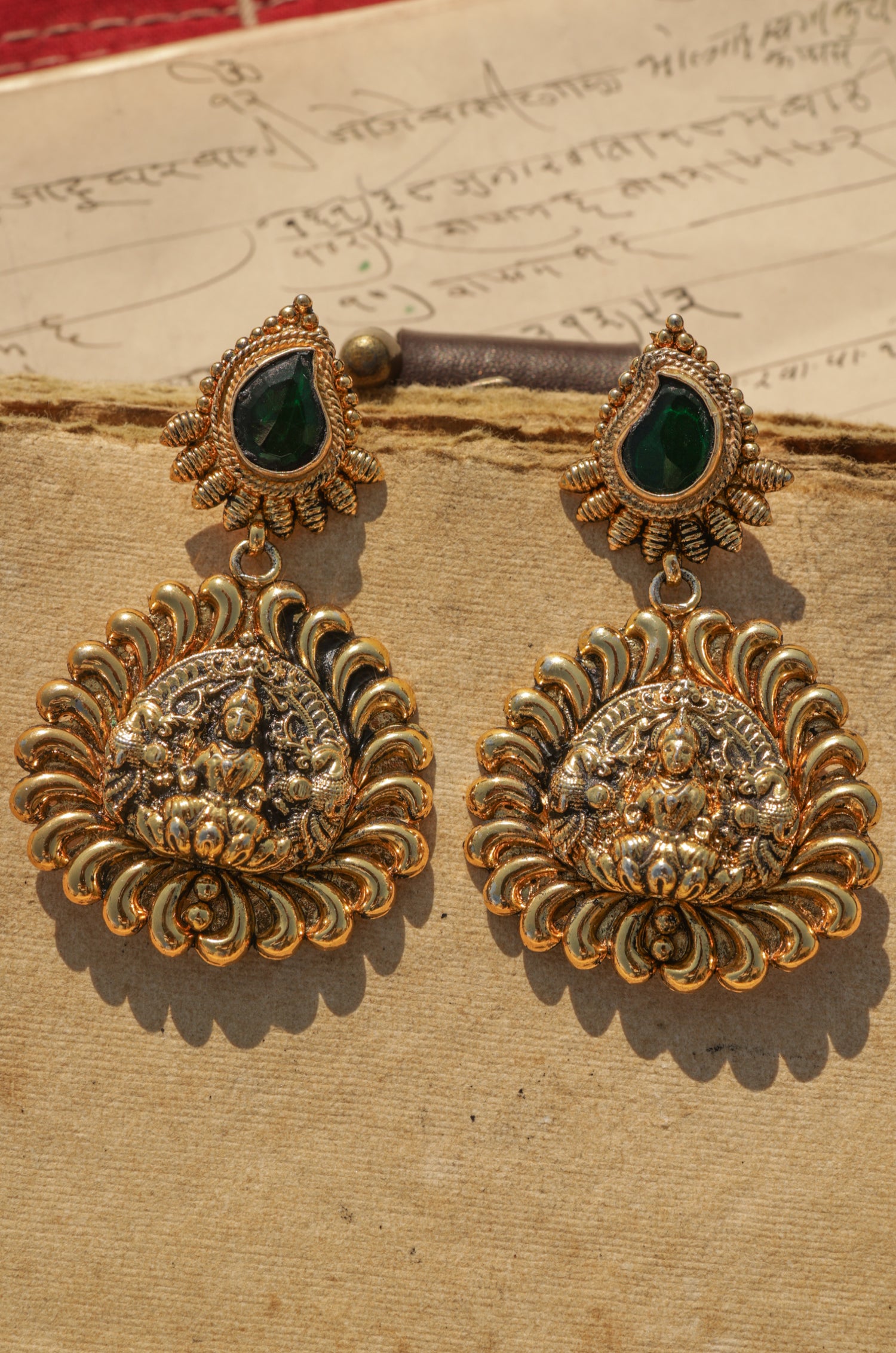 Damyanti Green Kundan Earrings